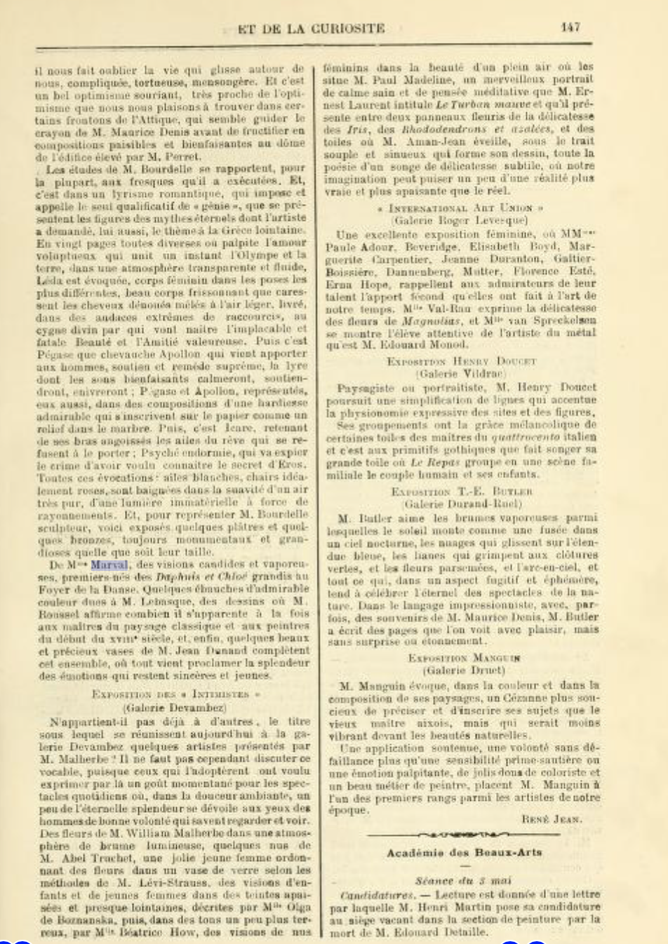 Chronique des Arts et de la Curiosité, Gazette des Beaux-Arts, mai 1913 (Copy)
