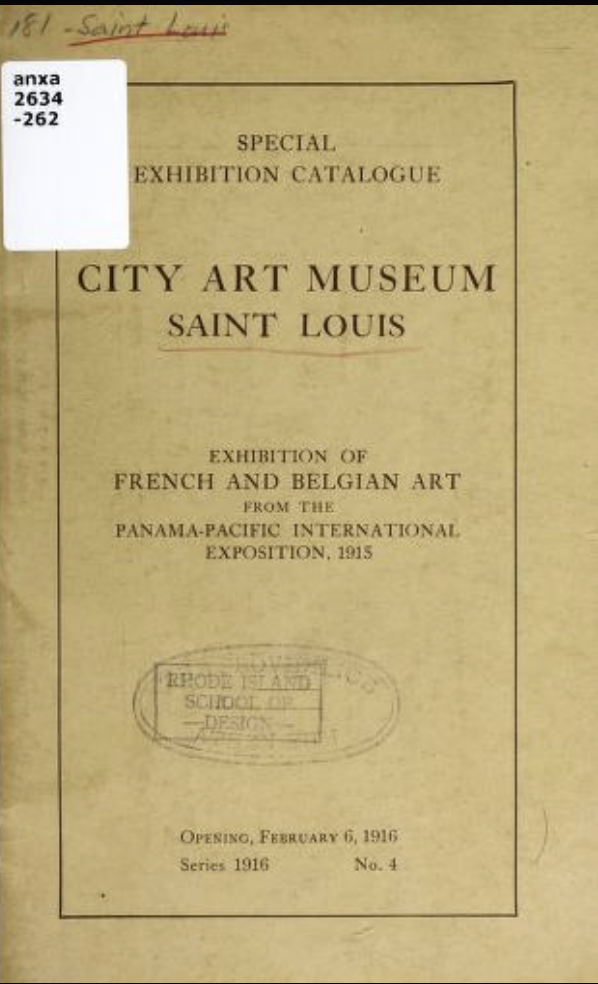 Exhibition of French and Belgian Art, Saint-Louis Museum, 1916