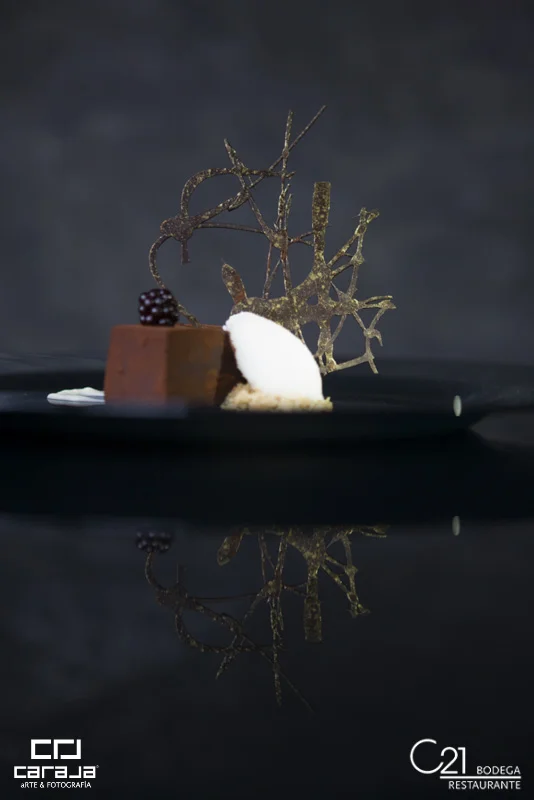 Mousse de Chocolate con Núcleo de Frutos rojos y Helado de Yogur