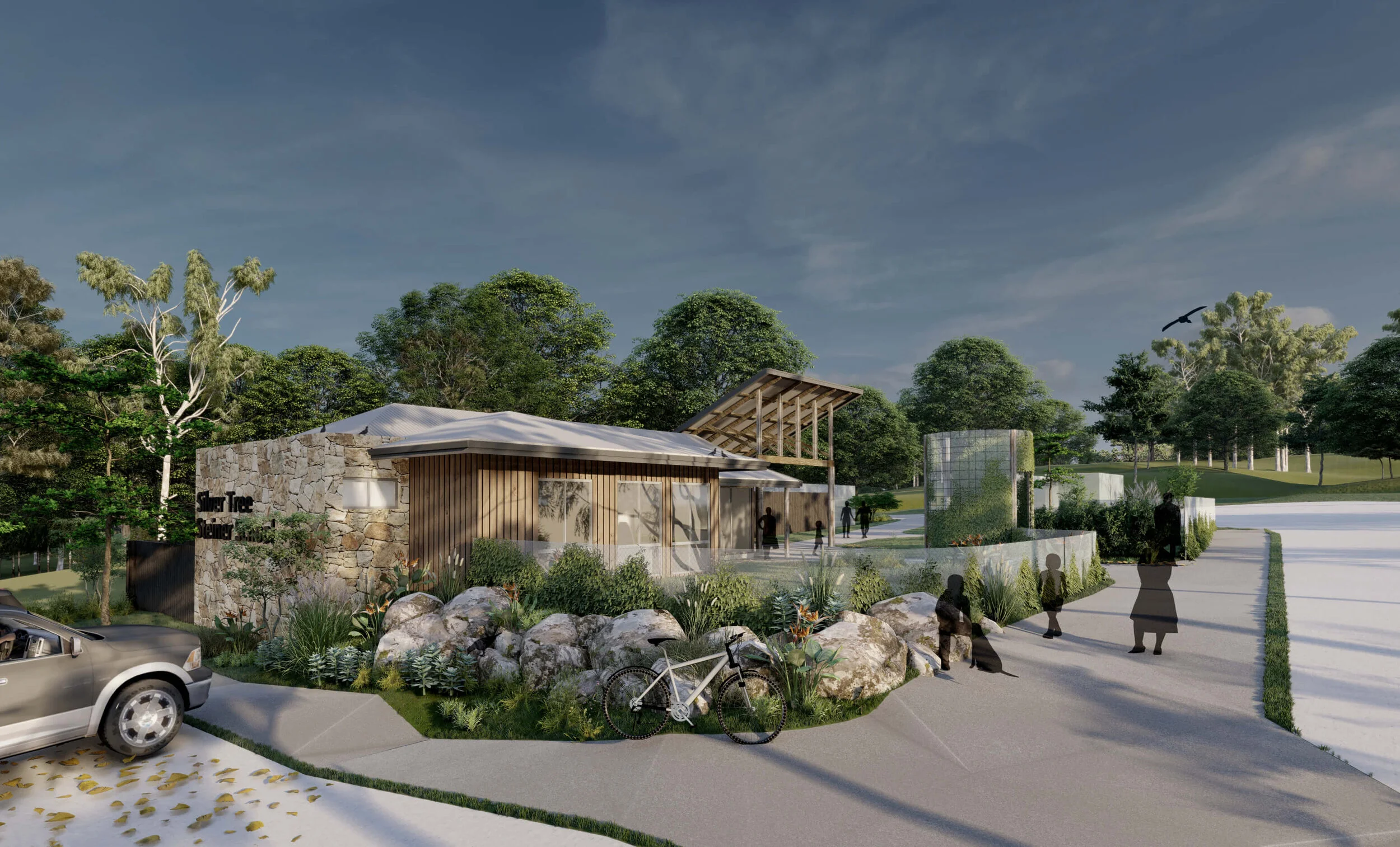 Silver Tree community hub exposed timber structure