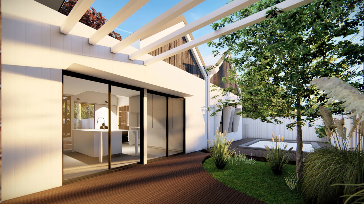 Outdoor living under the flame tree at the Vilminore Extension