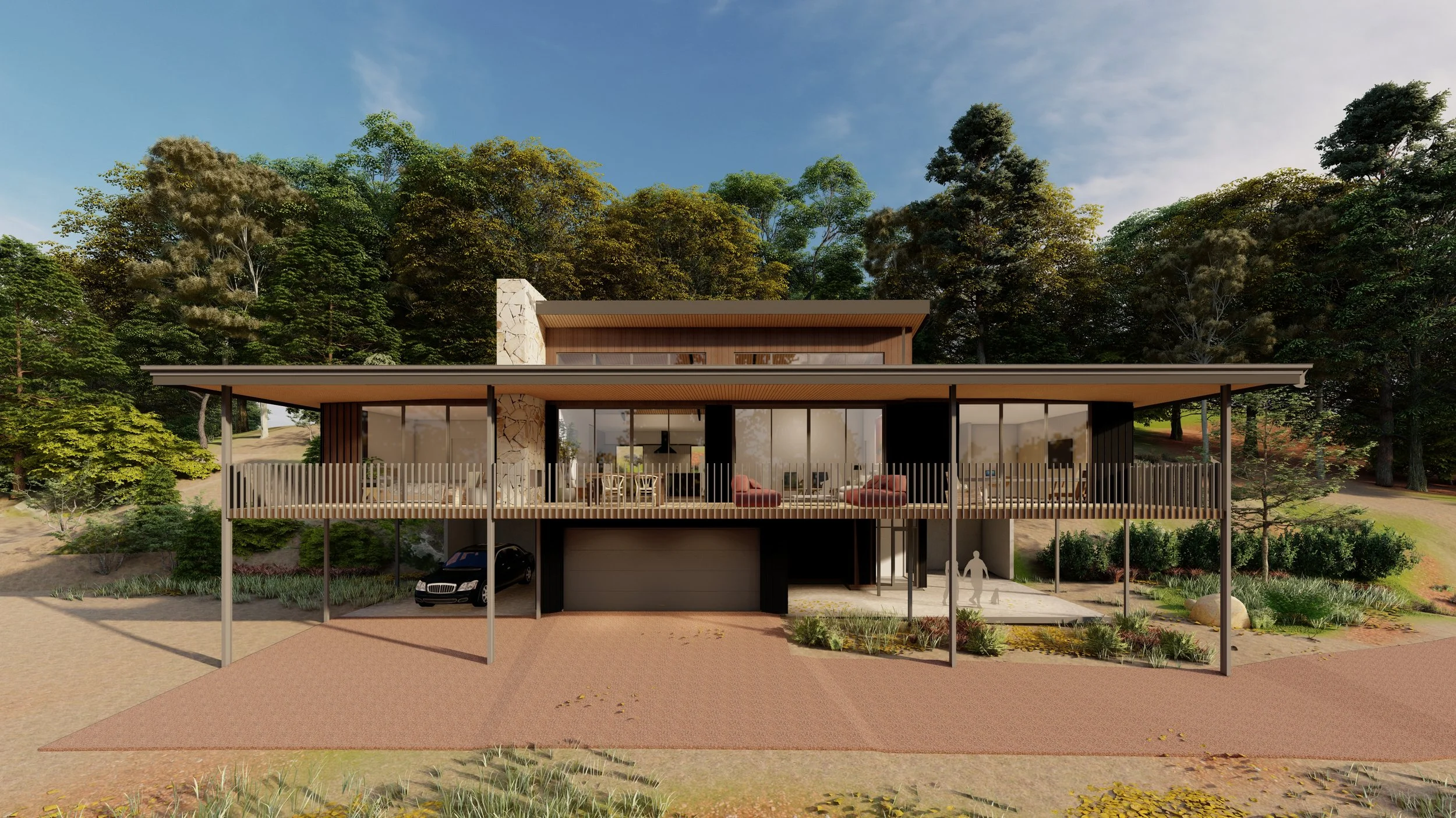 Sloping block home on poles in Perth Hills