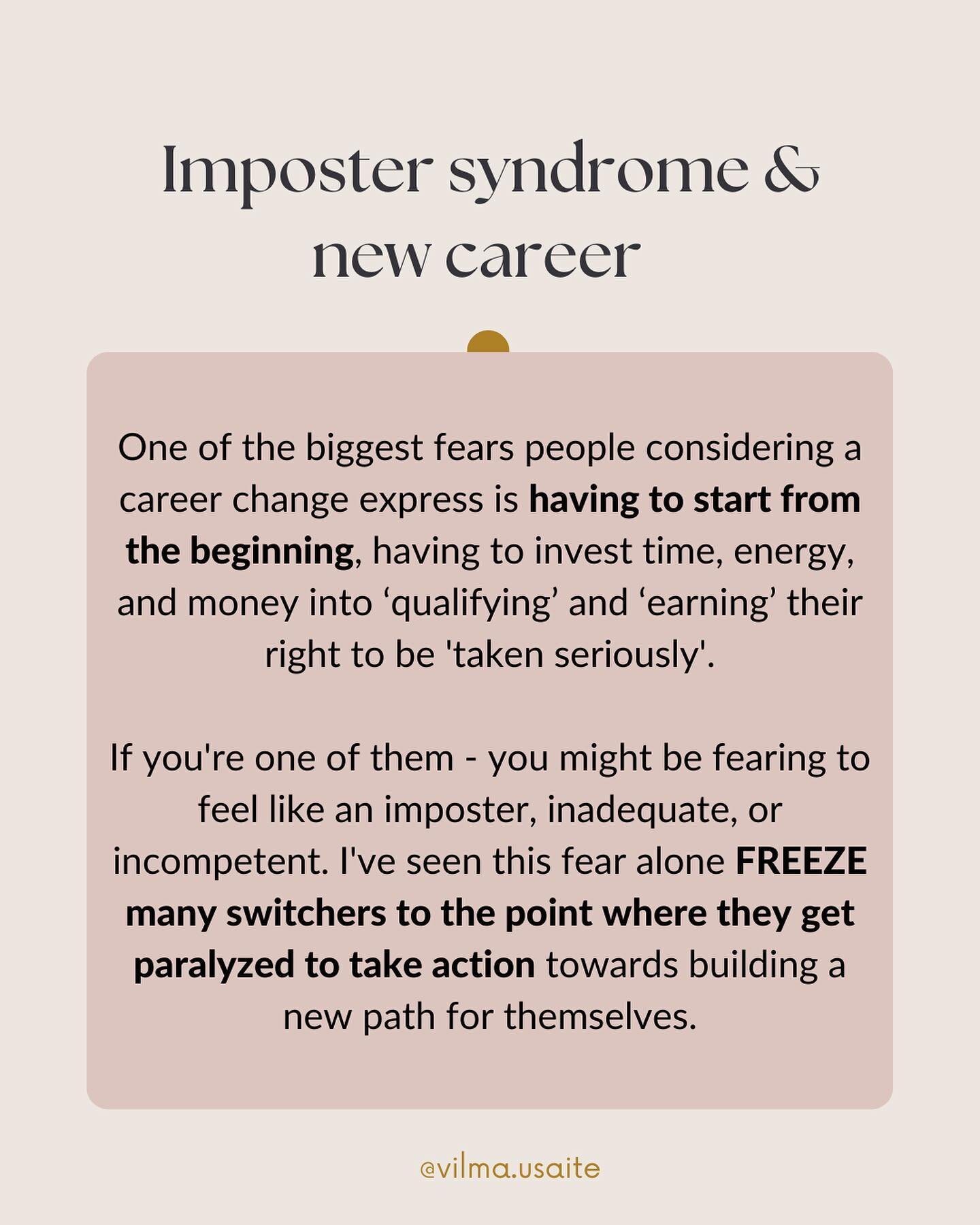 When you move into purpose, imposter syndrome becomes irrelevant.

#careeralignment #careerchanger #careerchangewithvilma #purposecoach #careerchange #purposerevolution #lifetransition #transition #careercoach #selfawareness #lifepurpose #findmypurpo