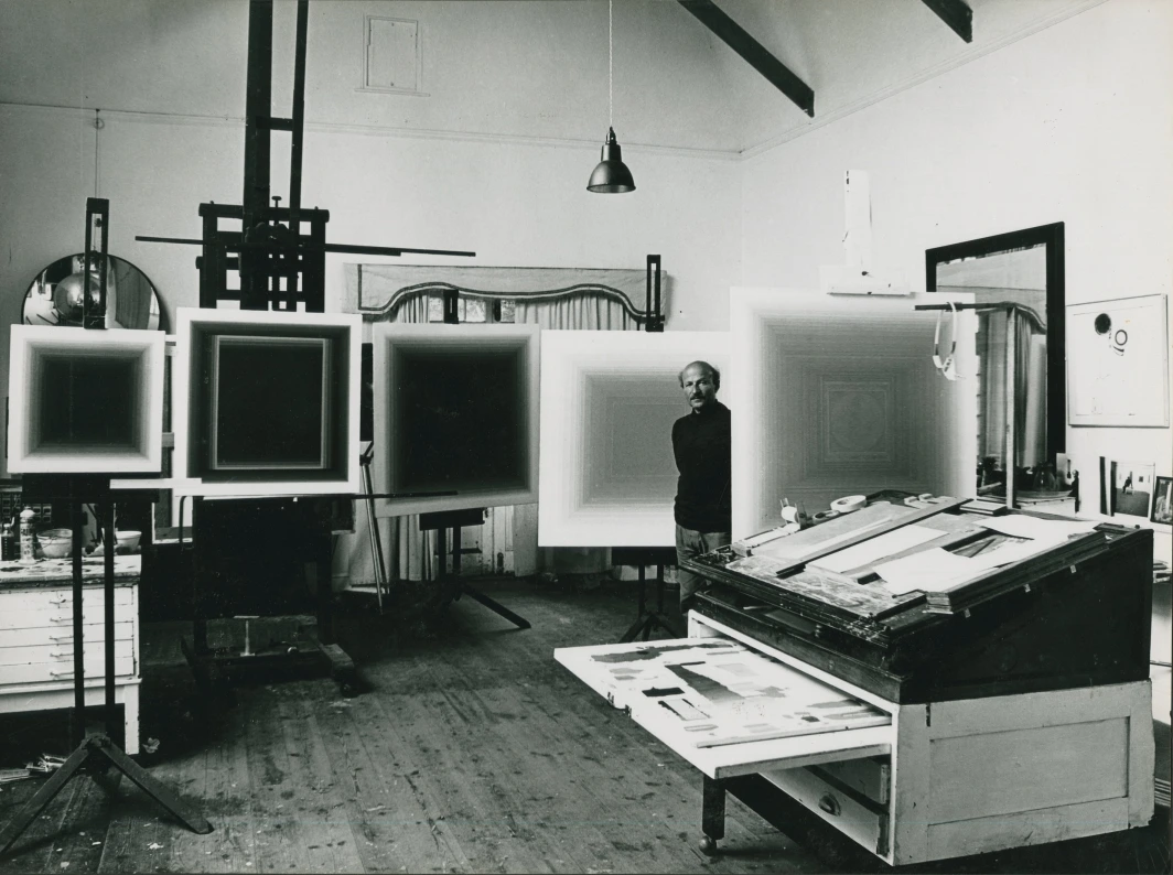 The artist in his studio, Kerris, c.1974