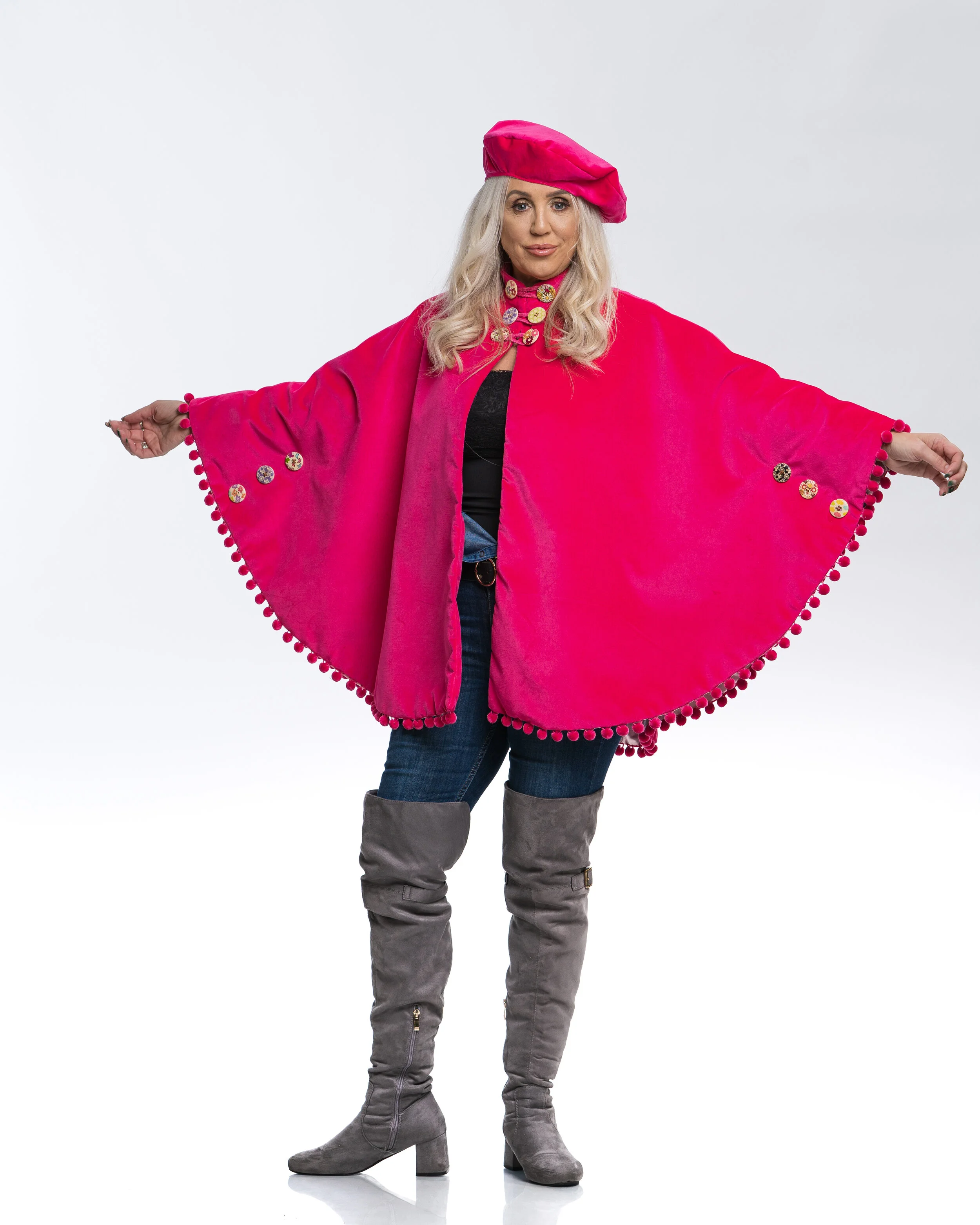 Navy Velvet Cape with custom embroidery — Doire Dress Irish Dance