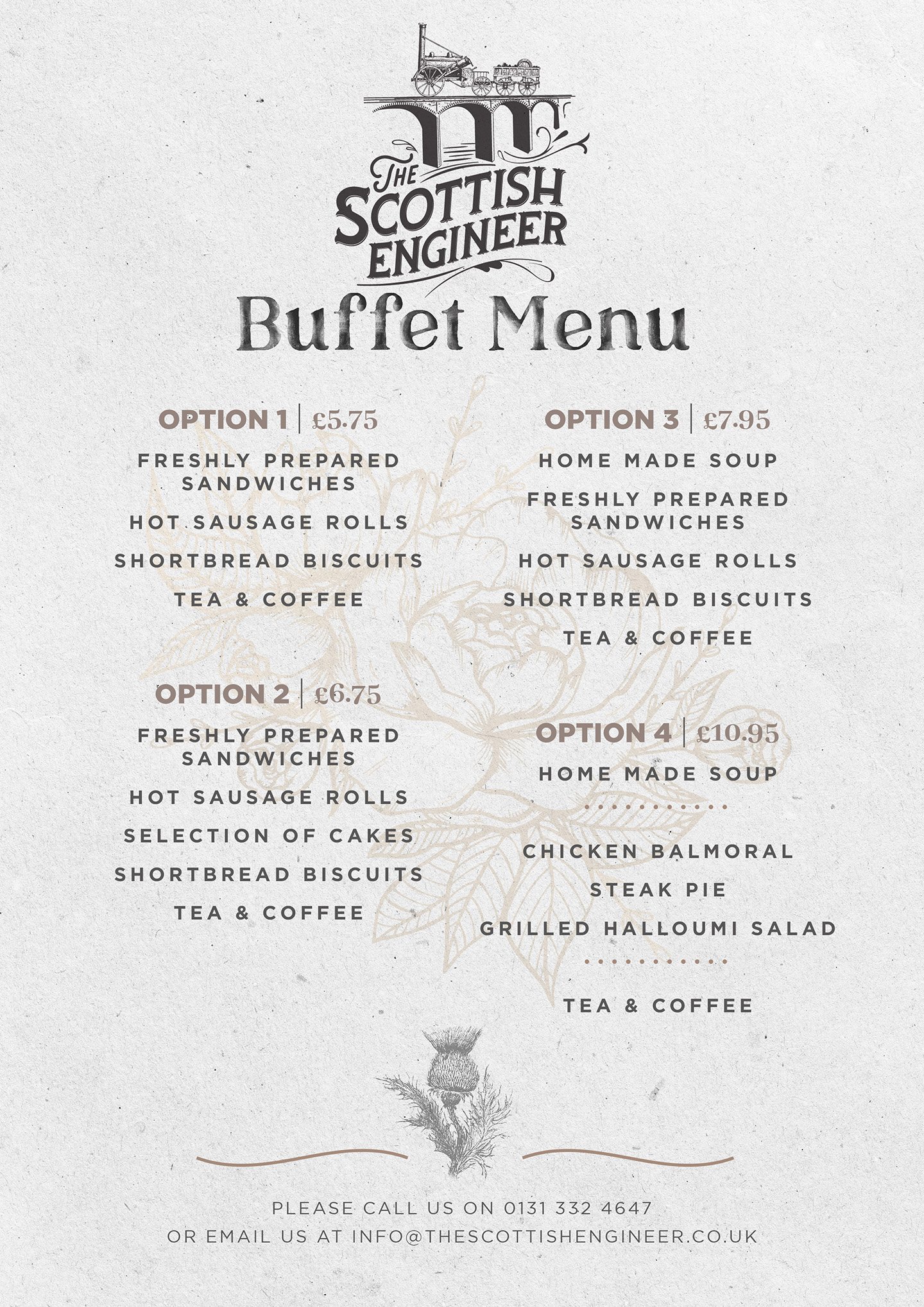 BUFFET MENU — THE SCOTTISH ENGINEER