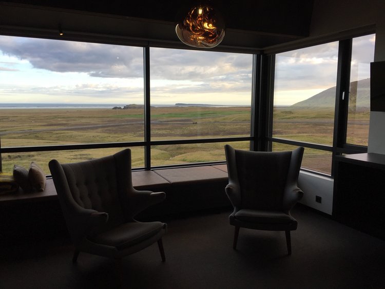The view from this hotel room, located on the water outside Reykjavik, becomes the focal point of the design. Image courtesy of Rich Granoff