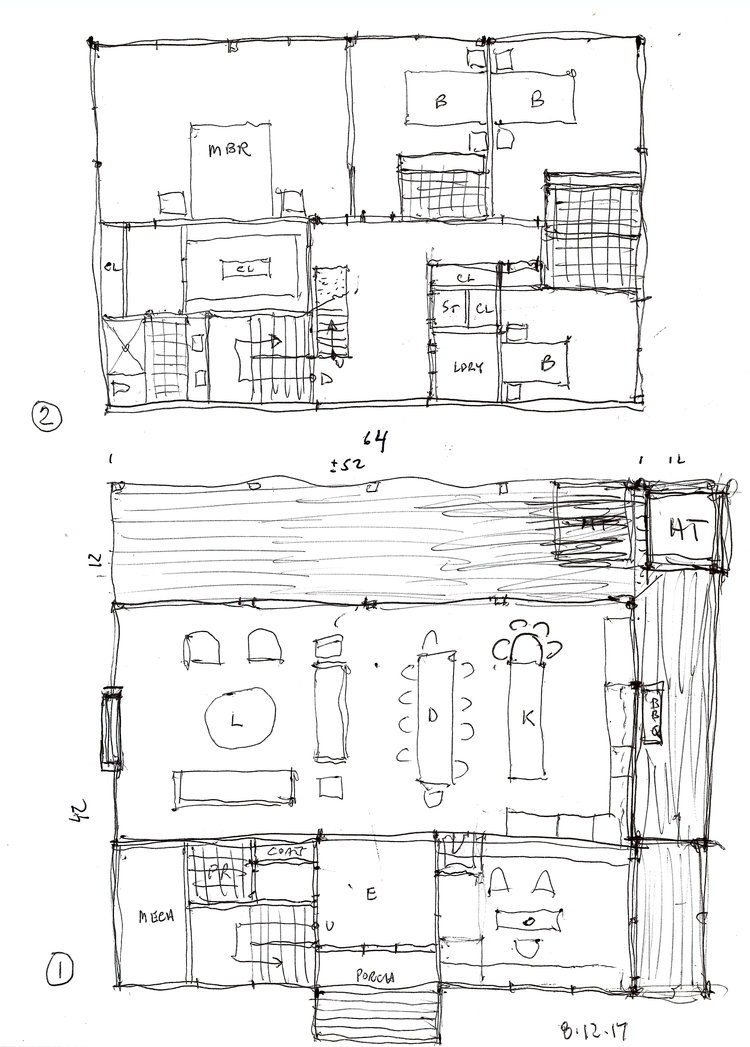 Floor plan sketches of the new Granoff residence. Image courtesy Rich Granoff