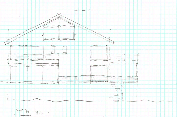 North elevation sketch of the new Granoff residence. Image courtesy Rich Granoff