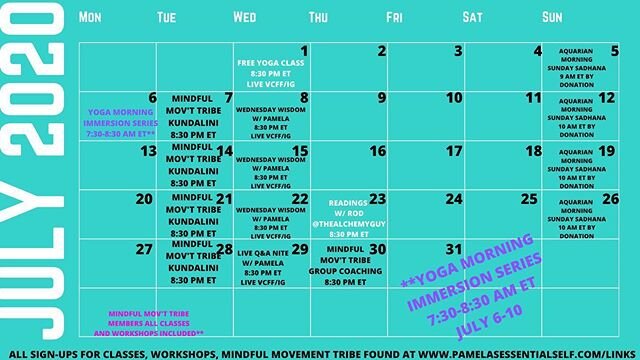 🔥July Calendar! Who&rsquo;s ready to jumpstart their summer self care? 🧘🏻&zwj;♀️Morning Yoga Immersion Series
Starting July 6-10 each morning from 7:30-8:30AM ET (via Zoom) we&rsquo;ll do a gentle flow yoga that any BODY can do! Great way to start