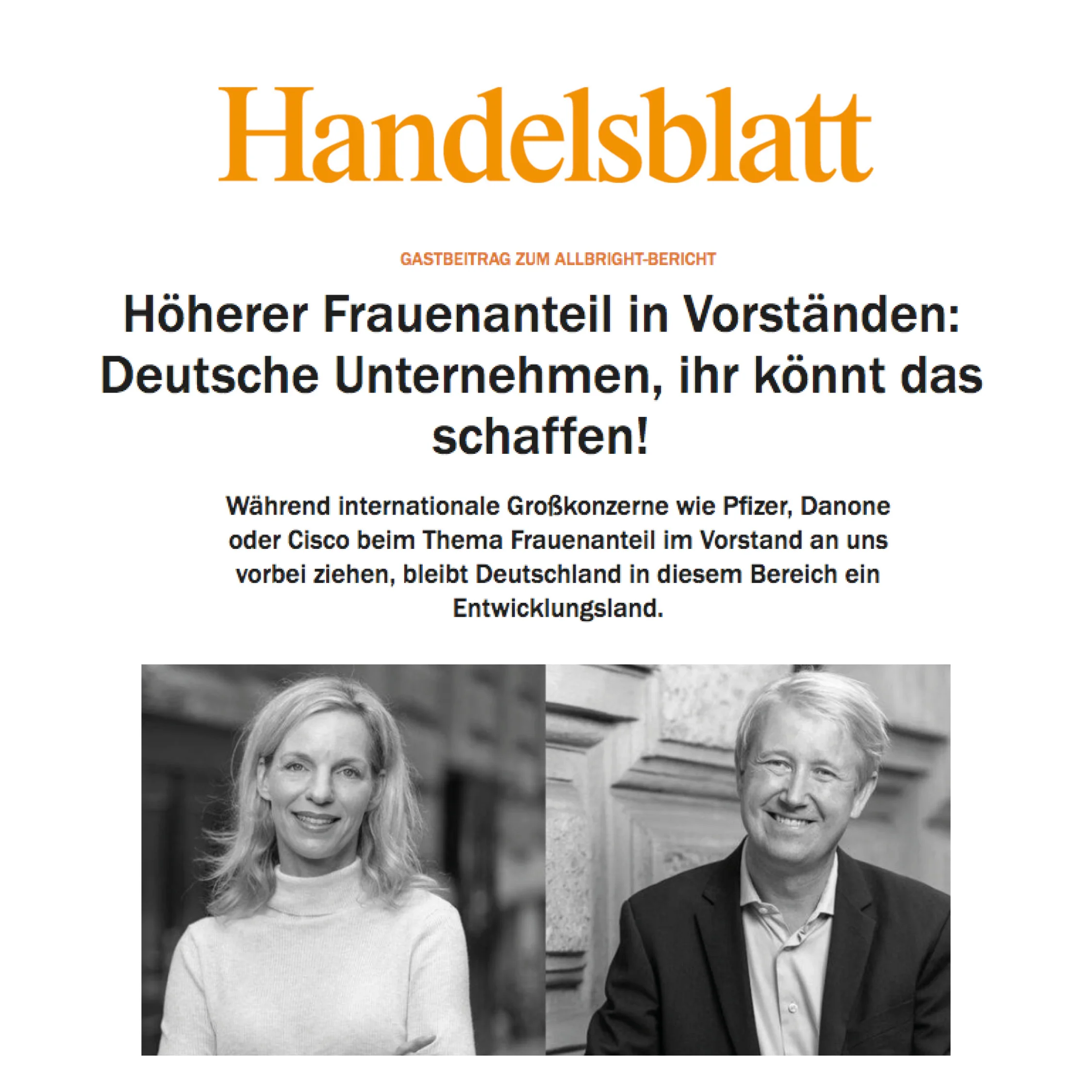 Gastbeitrag im Handelsblatt zum AllBright Bericht