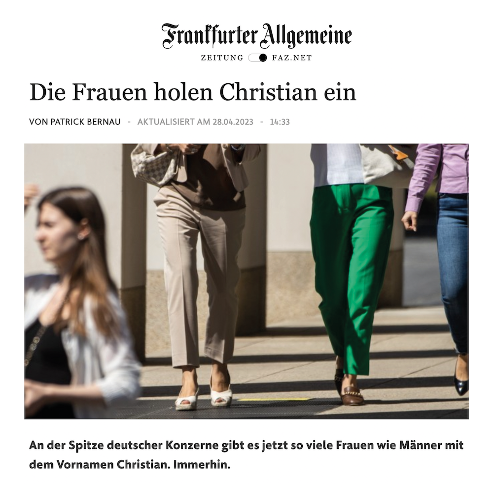 Artikel in der FAS: "Die Frauen holen Christian ein"