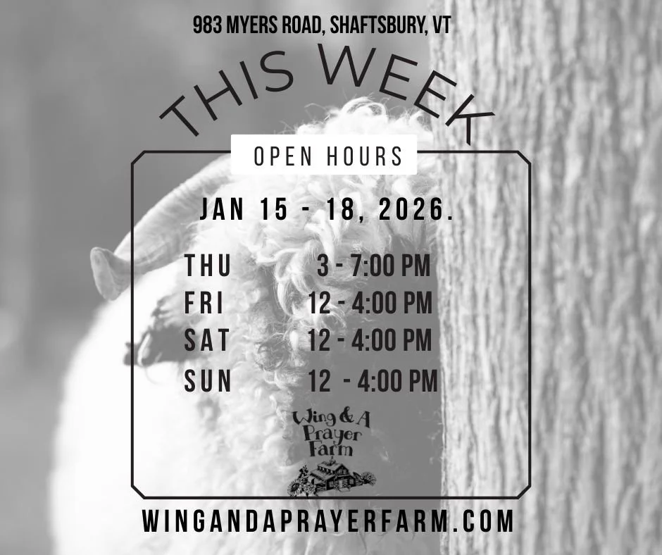 Wool Shop + Apothecary Hours Jan 15 - 18, 2026