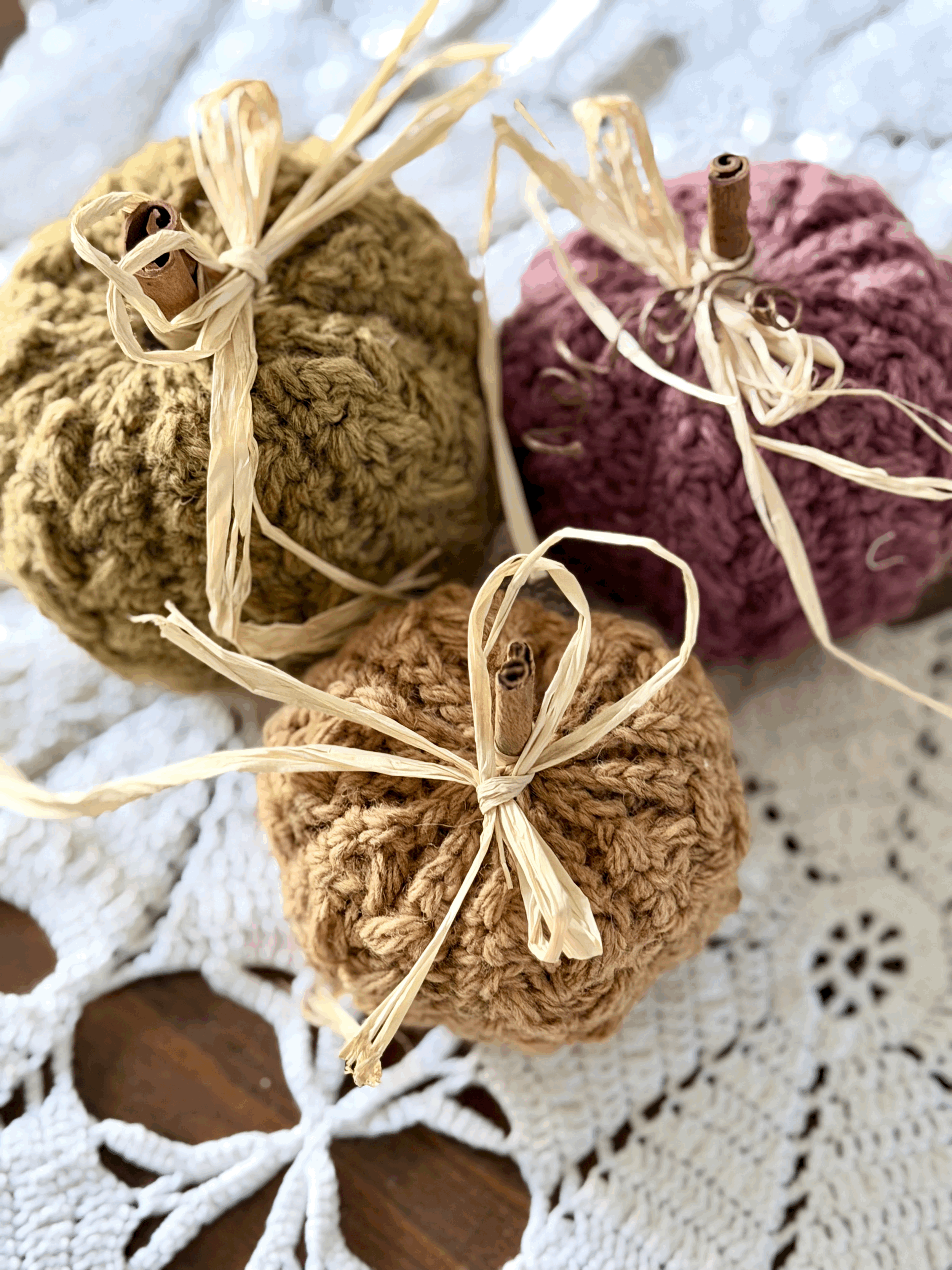 Crocheted Farm Yarn Pumpkins
