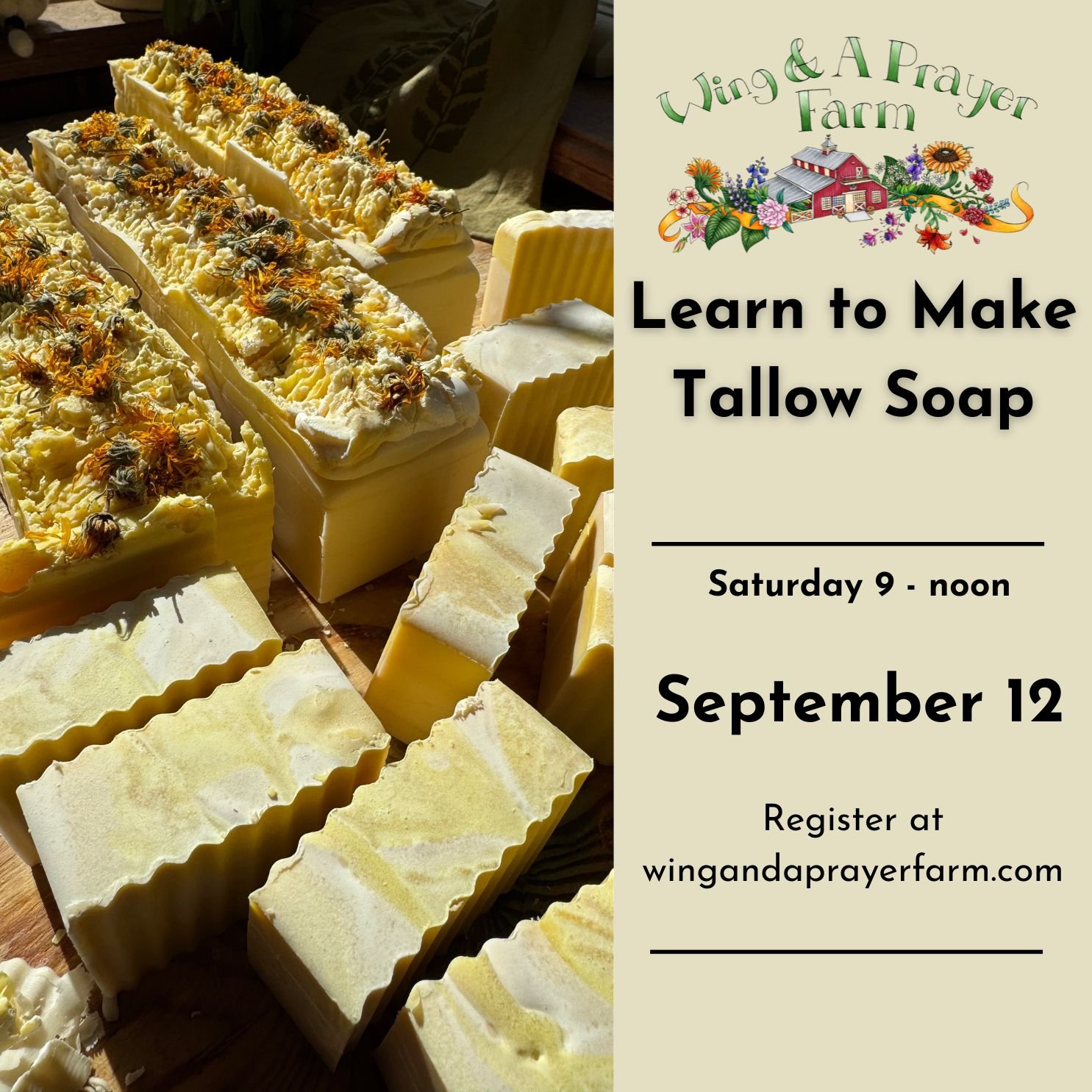 Learn to Make Tallow Soap with local ingredients September 12