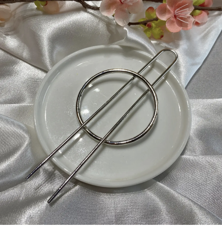 Minimalist Silver Brass Hair Clip, French U Pin.png