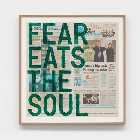 RT_01_Rirkrit+Tiravanija_untitled+(fear+eats+the+soul_friday,+january+20,+2017)_2017_58+×+55.8+cm+((22.83+x+21.97+in.)+newspaper)66.5+×+64.5+×+3.5+cm+((26.18+x+25.39+x+1.38+in.)+framed)_Enamel+on+newspaper_LowRes.jpg