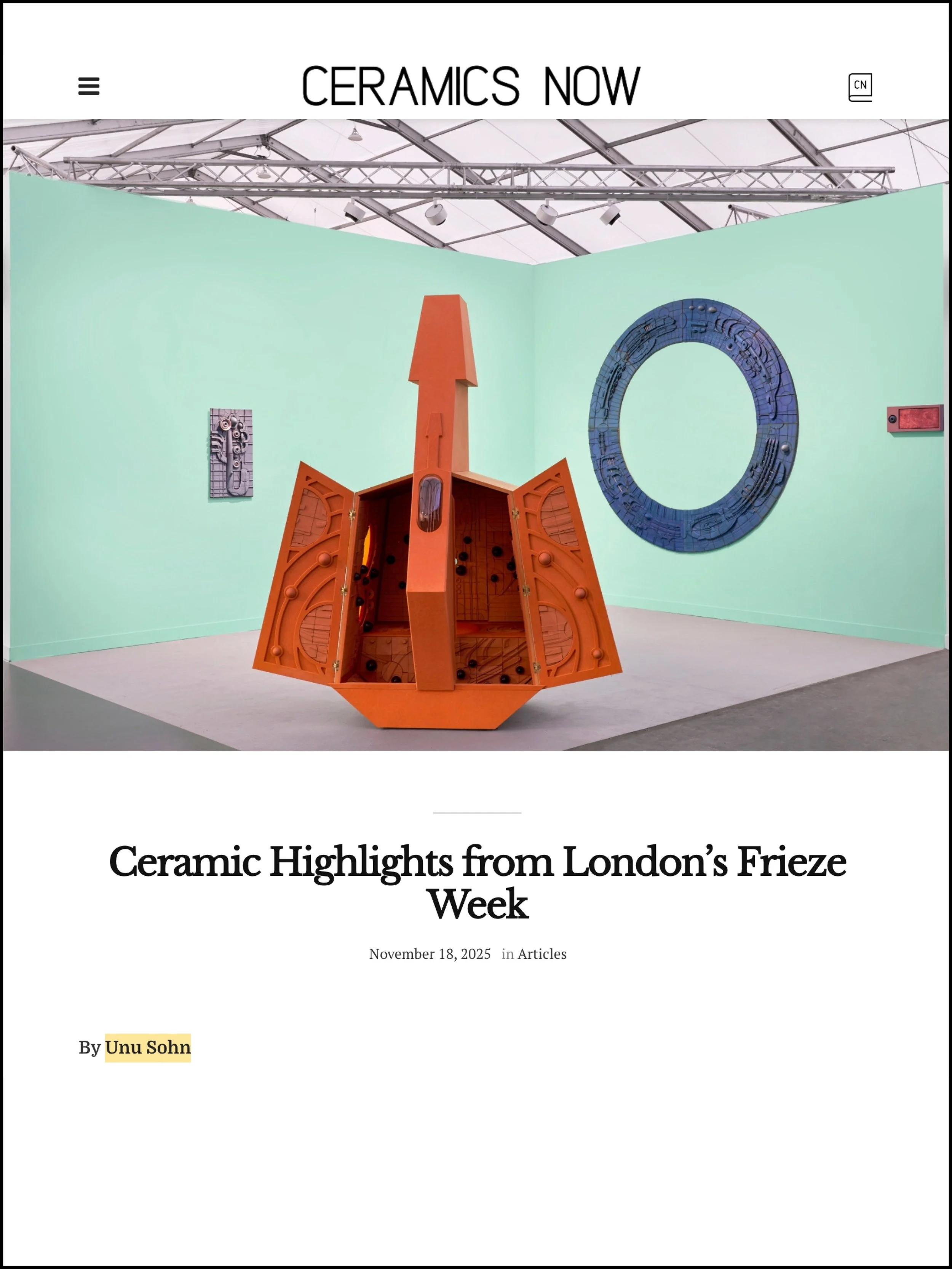CERAMICS NOW |  „Ceramic Highlights from London’s Frieze Week“