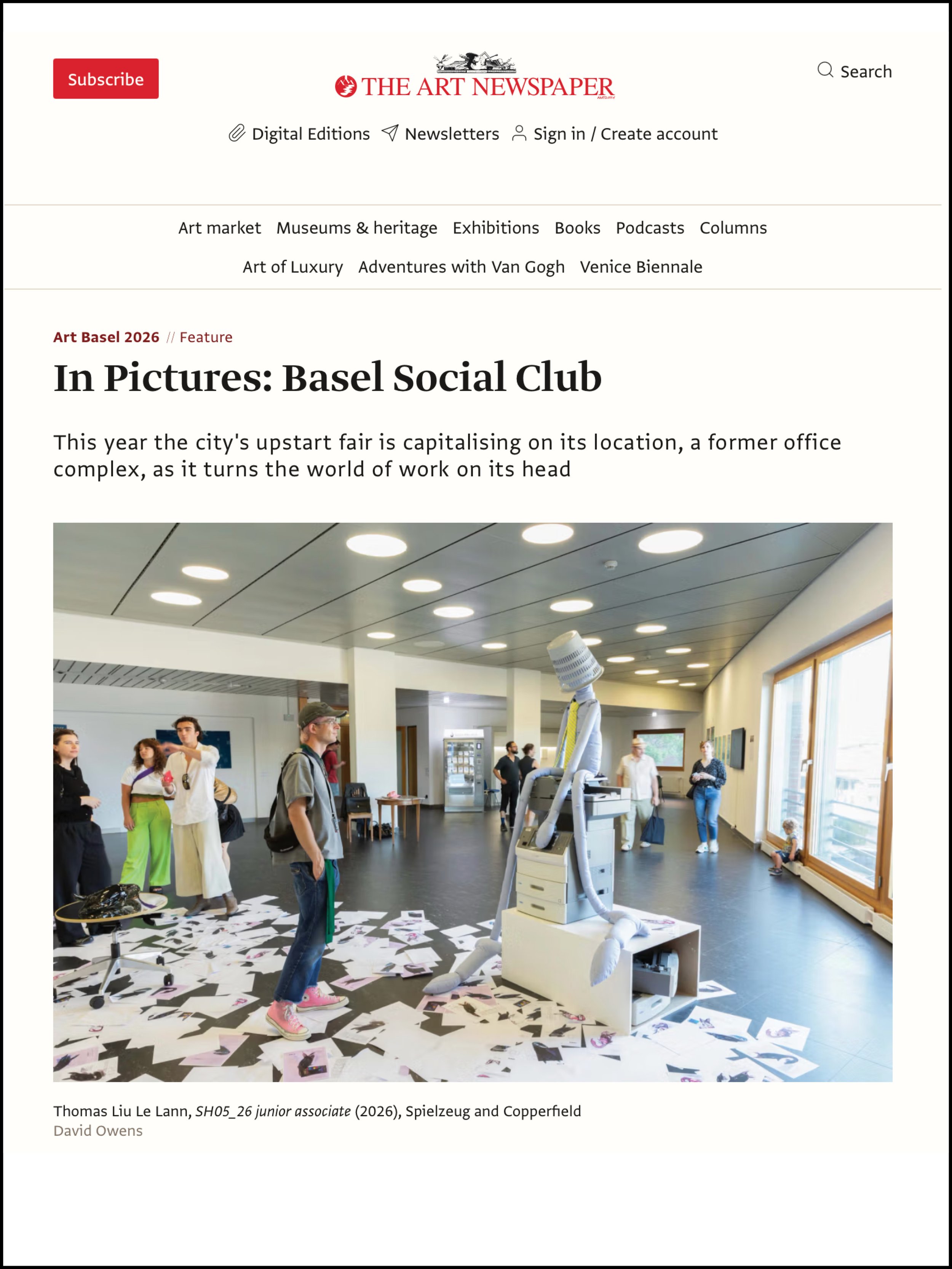 THE ART NEWSPAPER | „In Pictures: Basel Social Club“