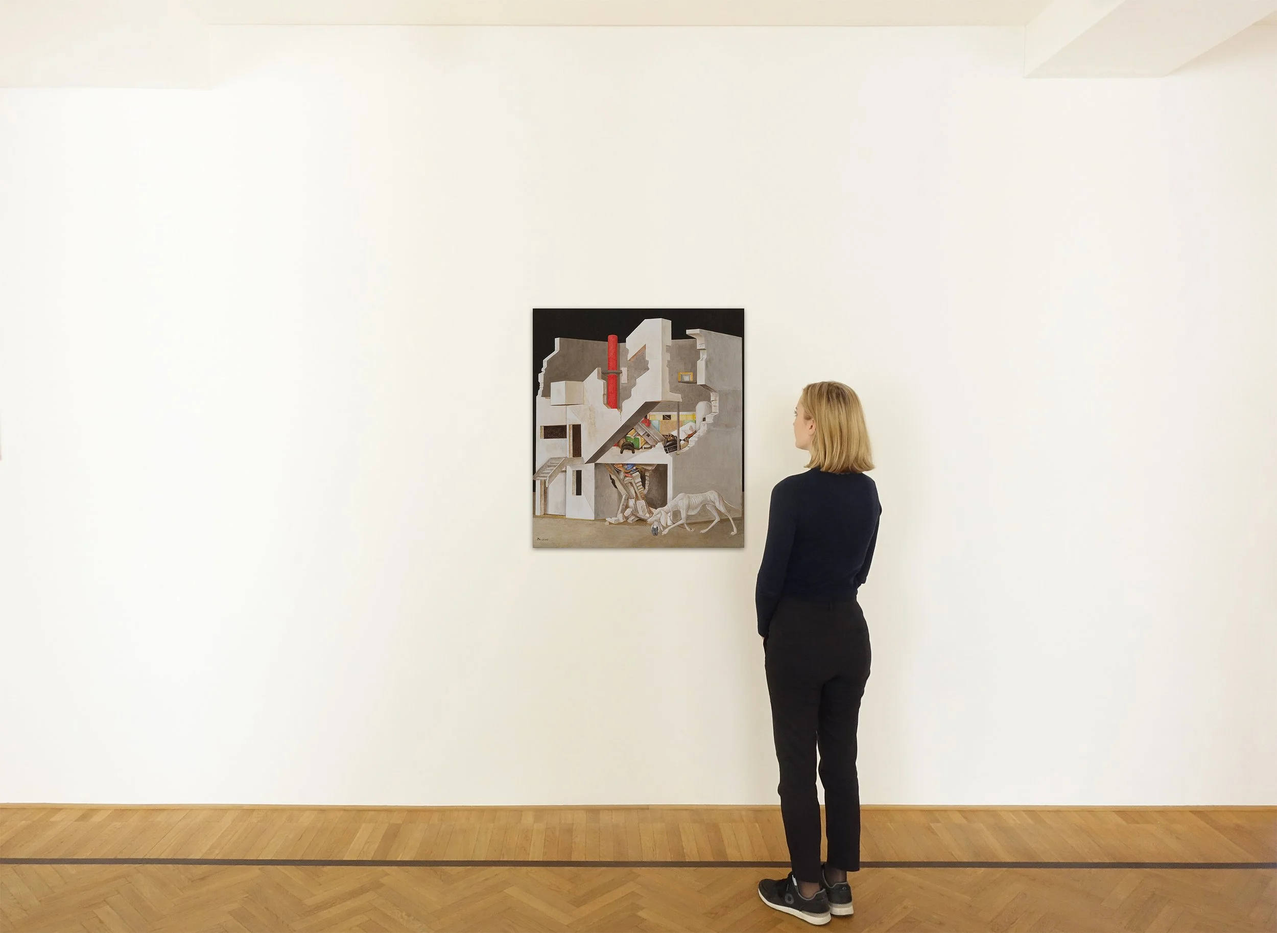 XGH0029_Xiao Guo Hui_La lune errante_2025_Egg tempera on linen_90.00 x 80.00 cm, 35.43 x 31.5 in._LowRes_InSitu.jpg