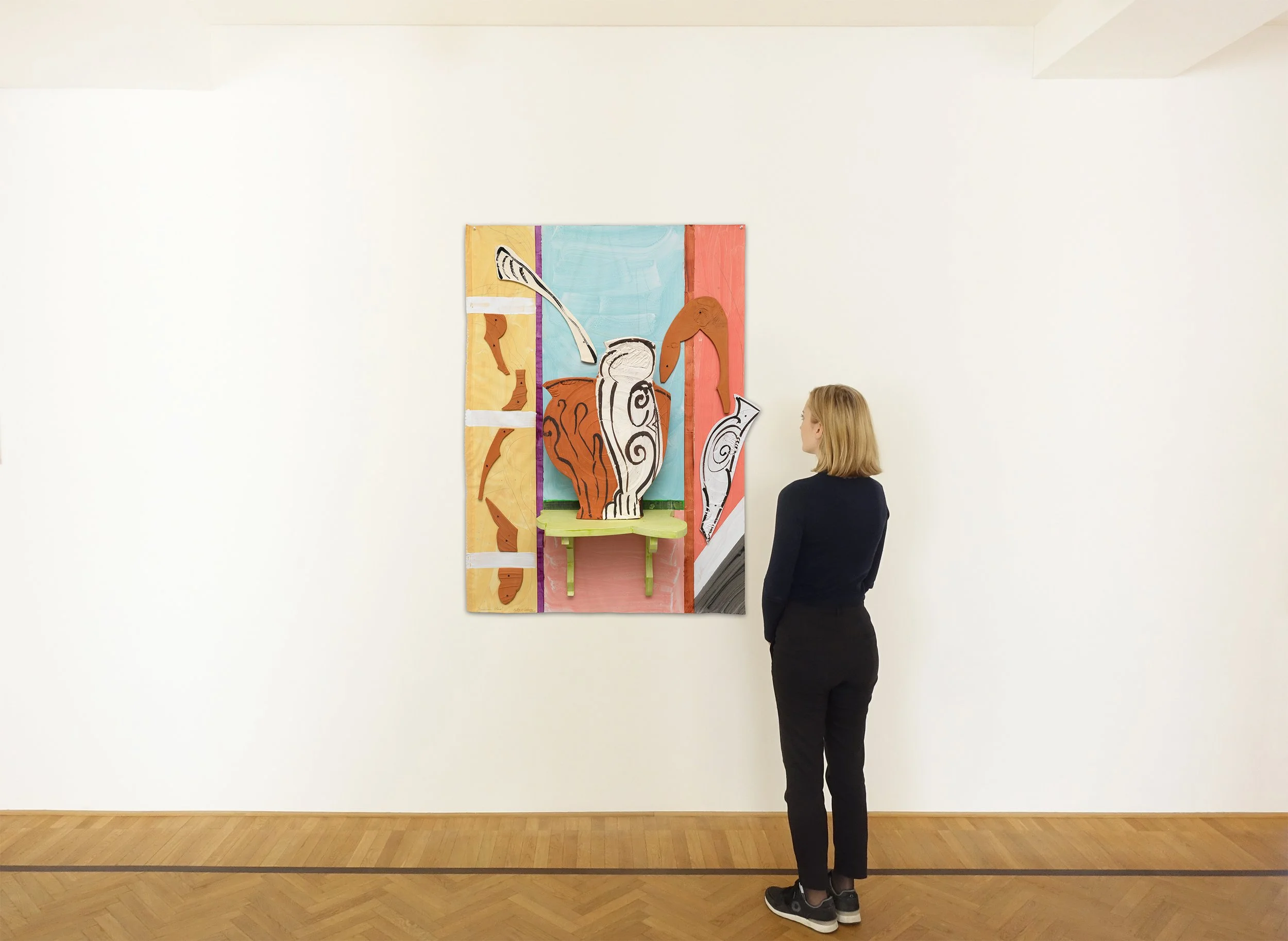 BW0001_Betty Woodman_Summer View_2013_Glazed earthenware, epoxy resin, lacquer, acrylic paint, canvas and wood_152.40 x 109.22 x 29.21 cm, 60 x 43 x 11.5 in._LowRes_InSitu.jpg