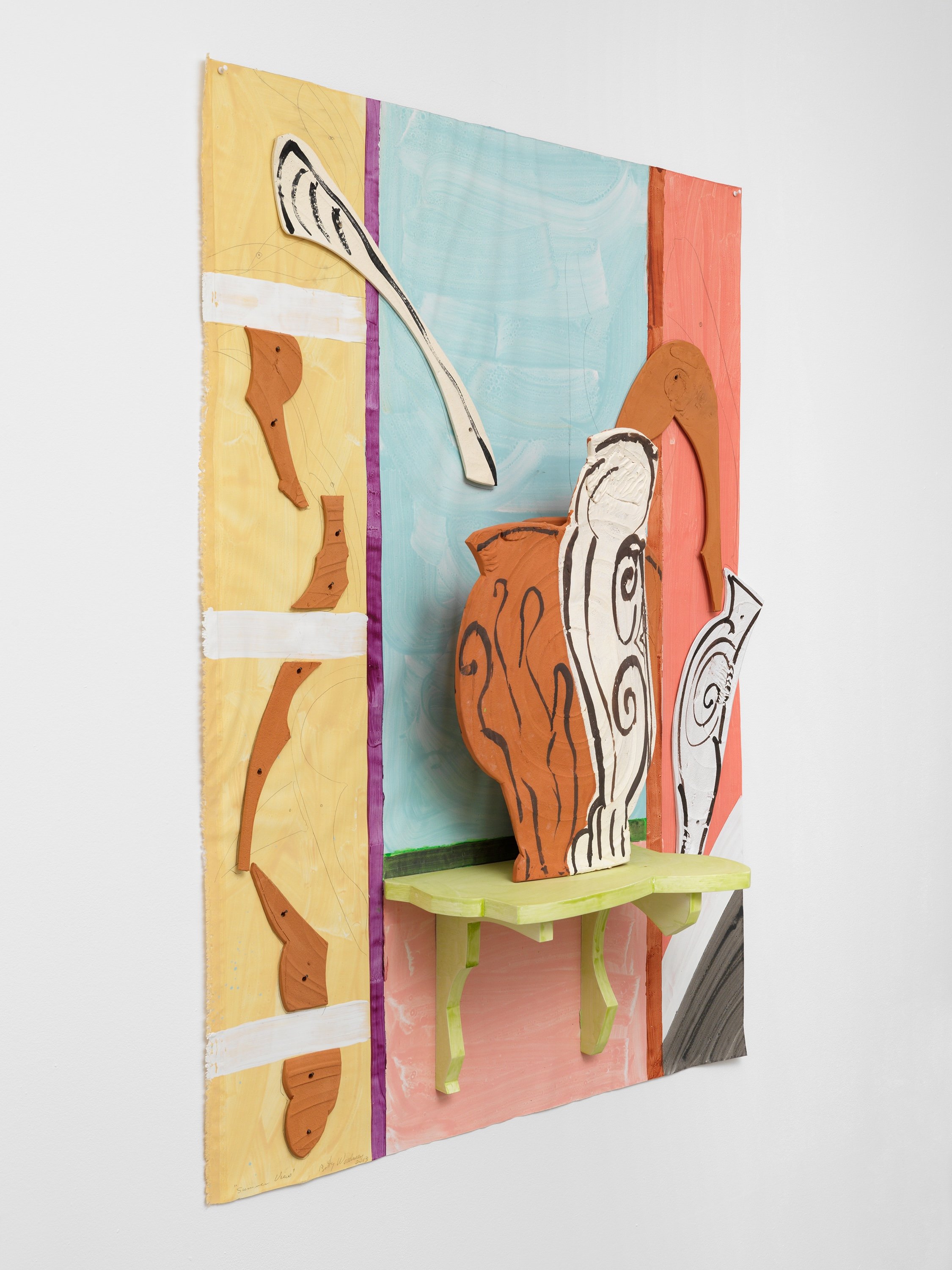 BW0001_Betty Woodman_Summer View_2013_Glazed earthenware, epoxy resin, lacquer, acrylic paint, canvas and wood_152.40 x 109.22 x 29.21 cm, 60 x 43 x 11.5 in._LowRes_2.jpg