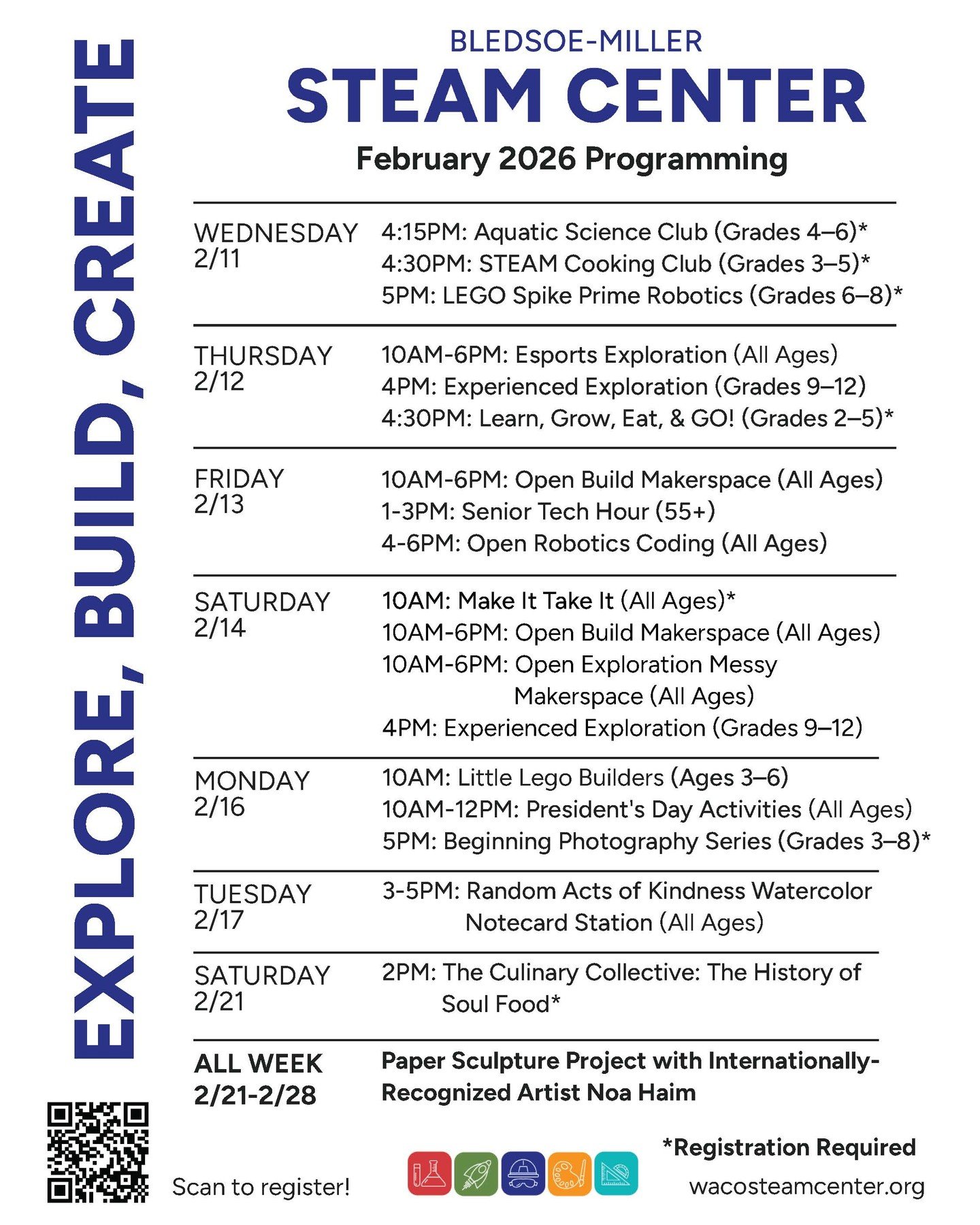 Our upcoming multi-week courses at the @wacosteamcenter offer hands-on learning in robotics, science, cooking, photography, and more. Led by experienced instructors, these classes are designed to build skills over time.

Spots are limited&mdash;explo