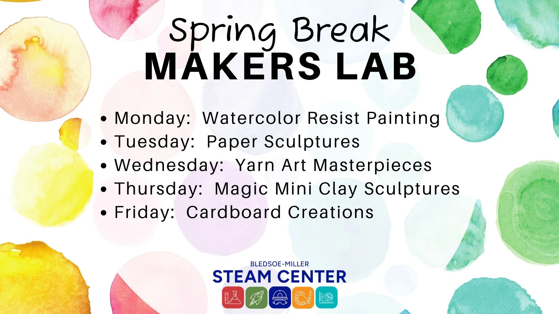 Looking for something creative for kids to do next week during Spring Break? Join us at the @wacosteamcenter for free daily Makers Labs (3/9-3/13), where students and families can drop in and explore hands-on art and design activities.

Each day feat