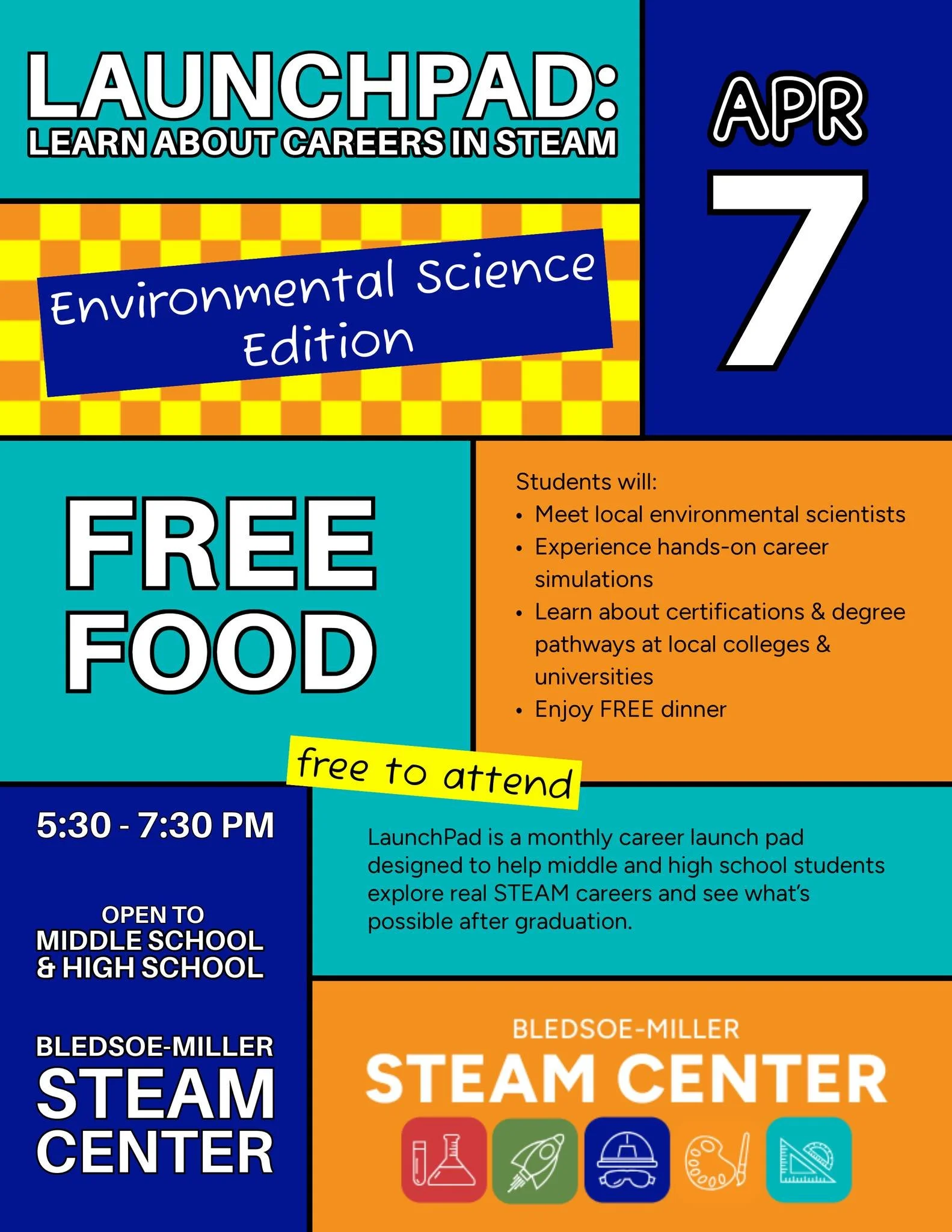 🚀 Middle and high school students are invited to explore careers in Environmental Science at our next LaunchPad! 

🔬 Meet local environmental scientists
🍽️ Free dinner
📅 April 7 | 5:30&ndash;7:30 PM
📍 @wacosteamcenter
💥 Free to attend