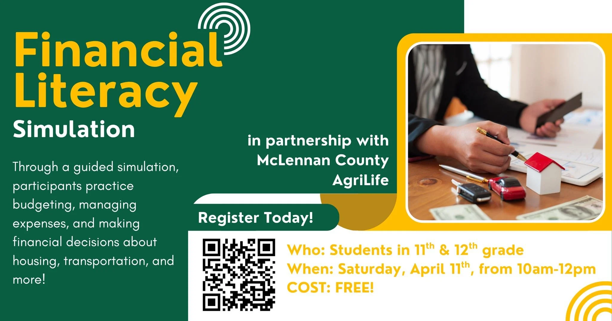 💰📊 High school juniors and seniors&mdash;this one&rsquo;s for you.

Join us for a hands-on Financial Literacy Simulation at the @wacosteamcenter, where you&rsquo;ll step into real-life scenarios and make decisions about budgeting, expenses, and eve
