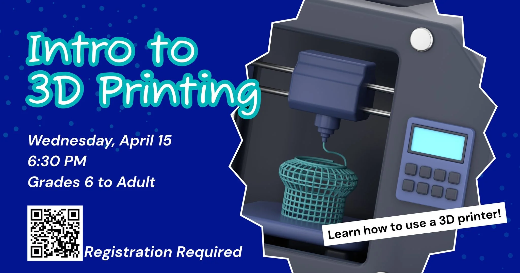 🖨️✨ Intro to 3D Printing Workshop at @wacosteamcenter.

Ever wanted to create something from scratch and watch it come to life? This beginner-friendly workshop is your chance to dive into the world of 3D printing.

Perfect for grades 6 through adult
