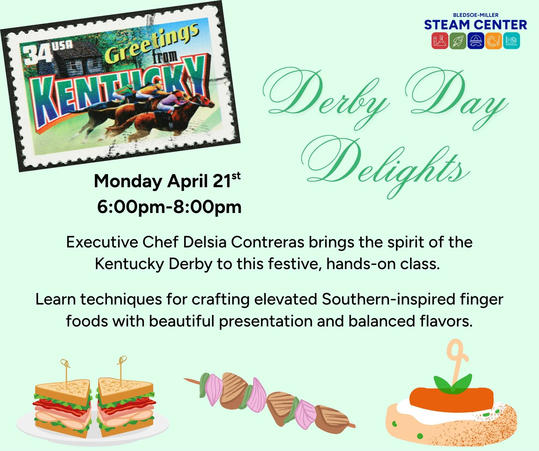 Bring a little Kentucky Derby flair to your kitchen.

In partnership with McLennan Community College, join Executive Chef Delsia Contreras for a hands-on culinary experience focused on elevated Southern-inspired bites. You&rsquo;ll learn techniques f