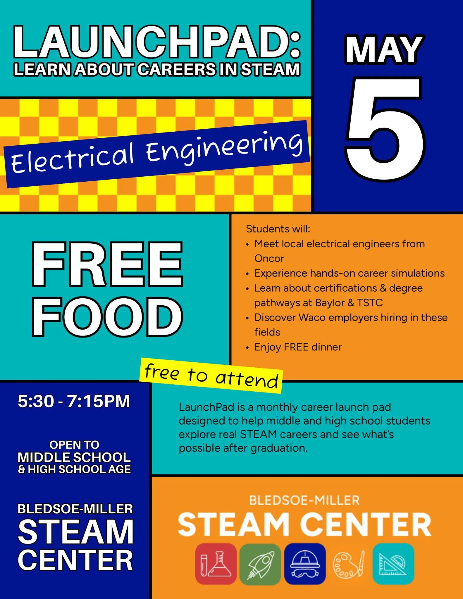 ⚡🔌 Explore a future in Electrical Engineering!

Middle and high school students&mdash;join us for our next LaunchPad session and get a real look at careers in electrical engineering.

You&rsquo;ll meet professionals from @oncordelivers, try hands-on
