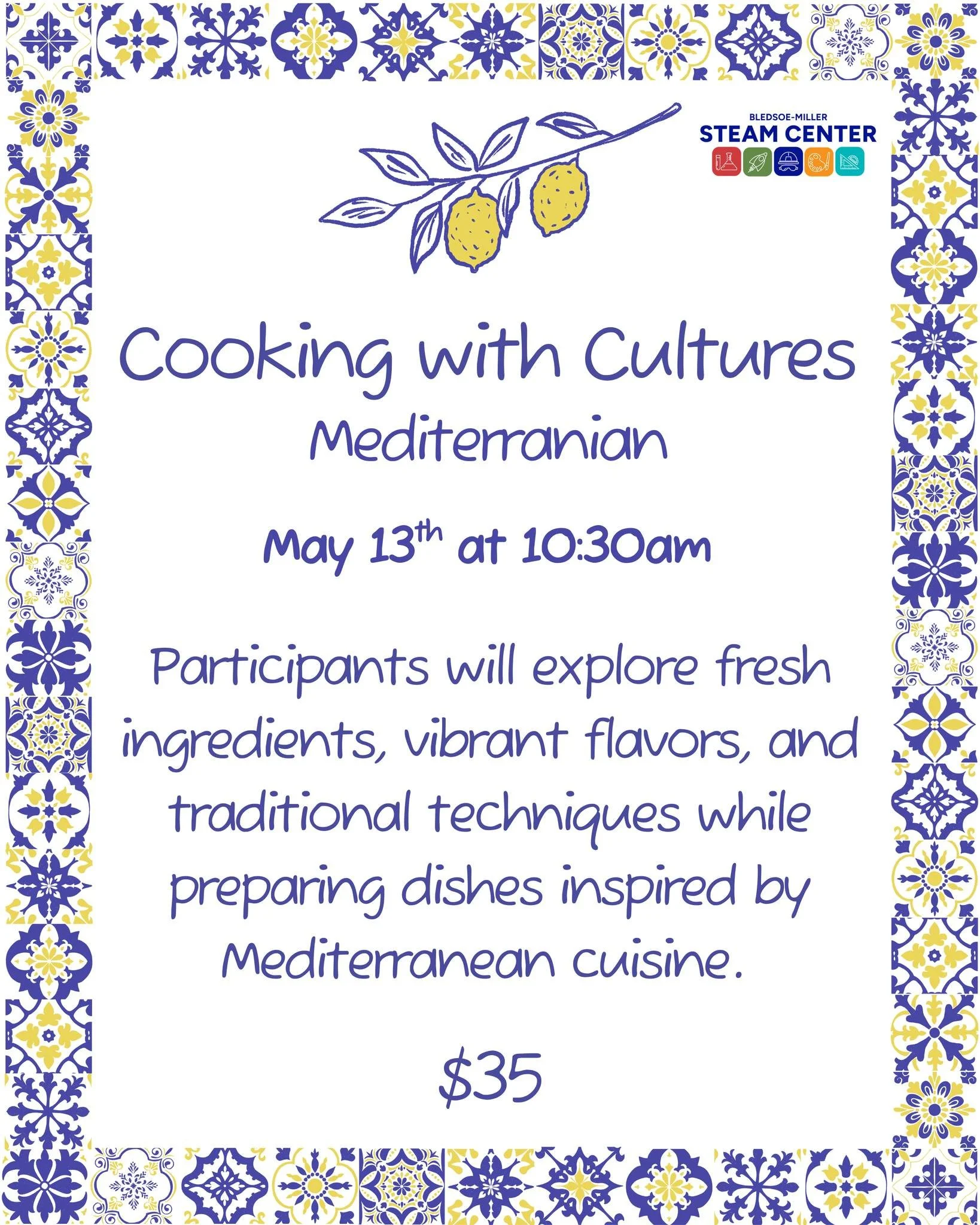 🍋✨ Take a flavorful journey through the Mediterranean at the @wacosteamcenter.

Join us for a hands-on cooking experience where you&rsquo;ll explore fresh ingredients, vibrant flavors, and traditional techniques inspired by Mediterranean cuisine. 🍽