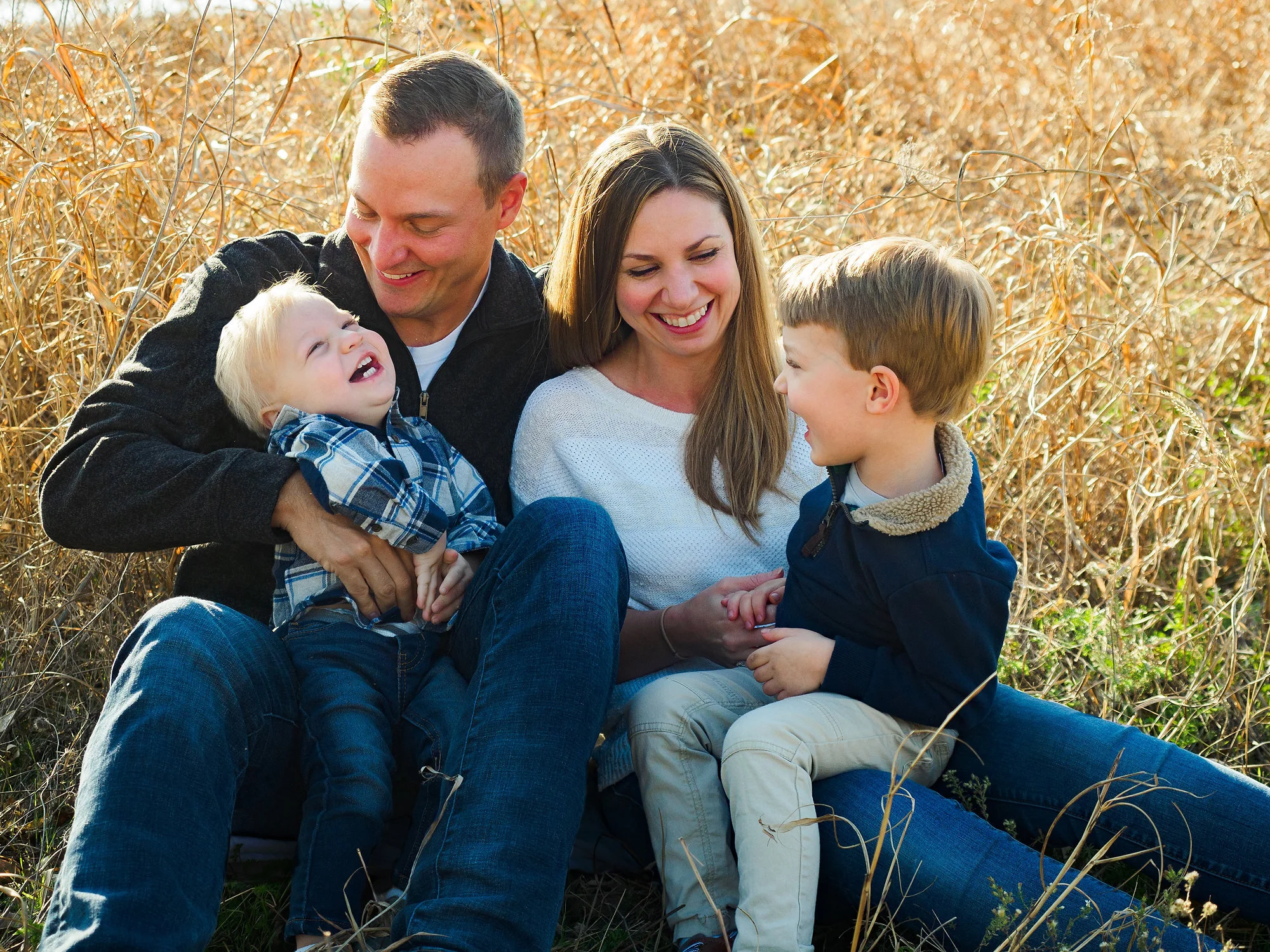 Portrait of a family at White Rock Lake