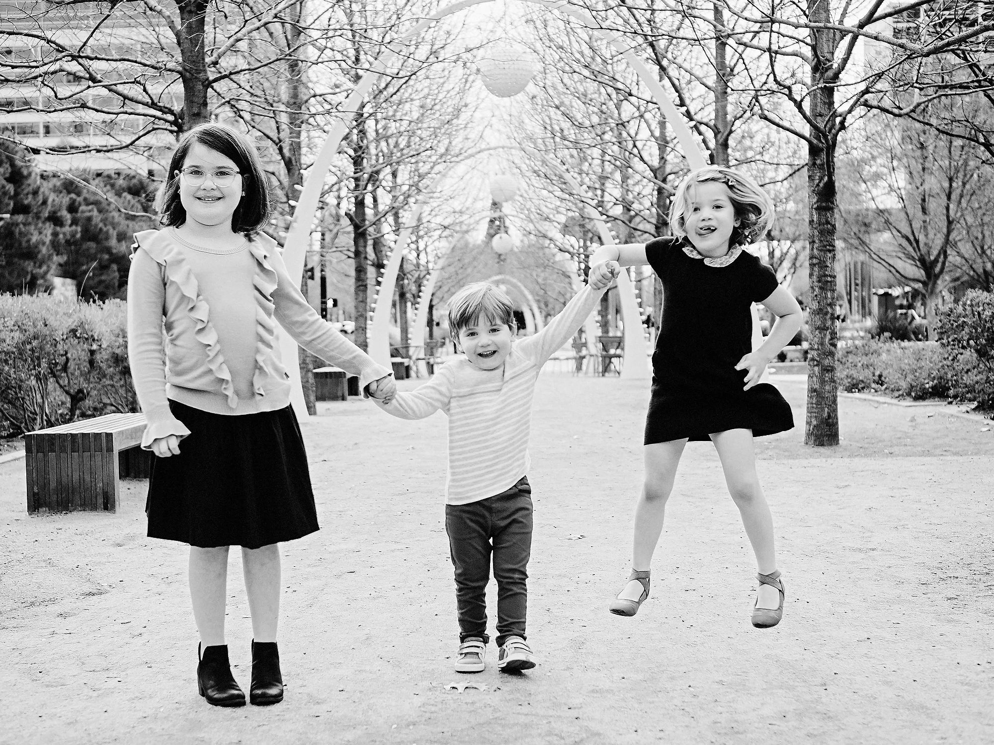 Portrait of siblings at Klyde Warren Park in Dallas