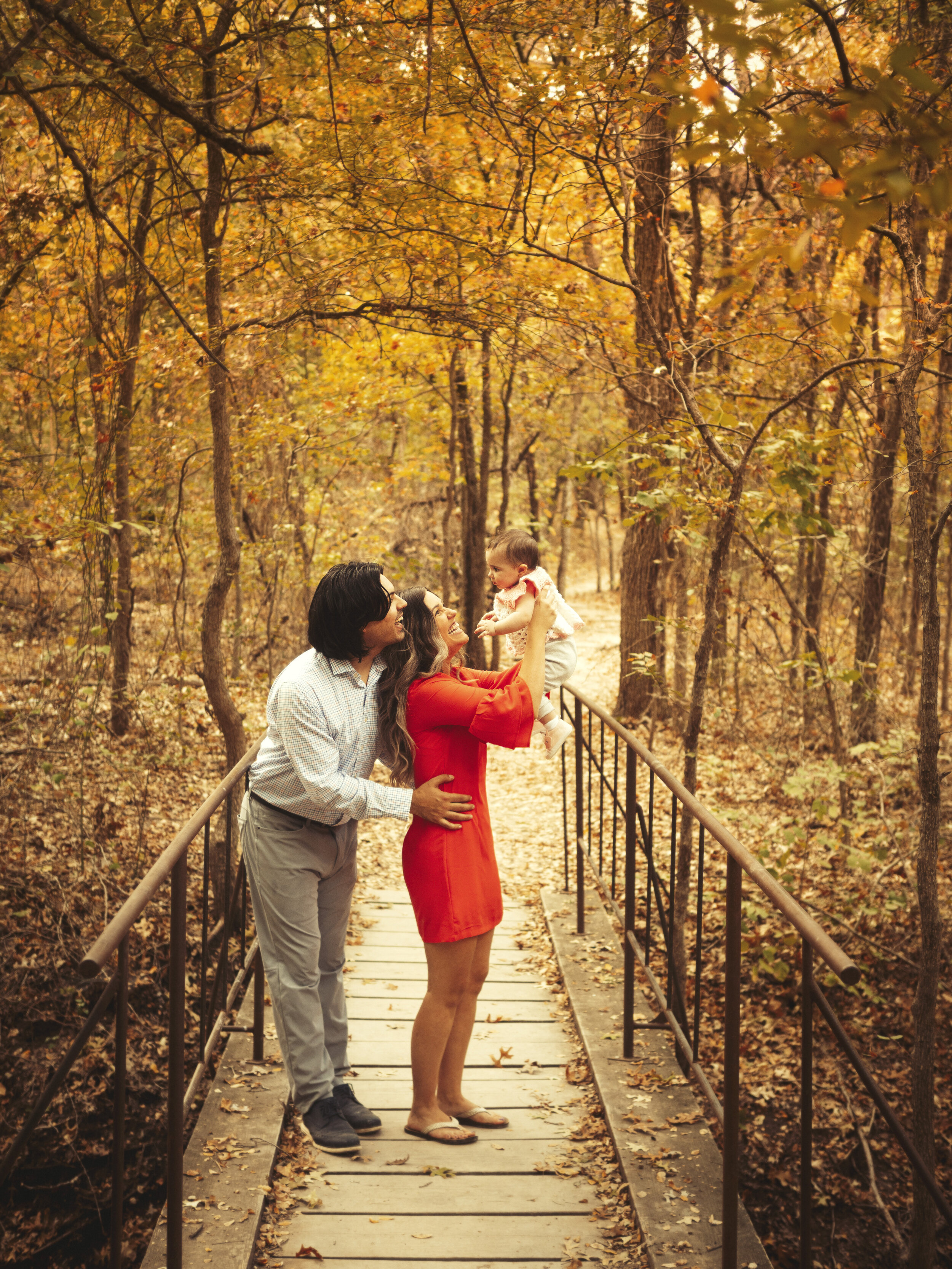 Portrait of a family at Arbor Hills Nature Preserve in Plano