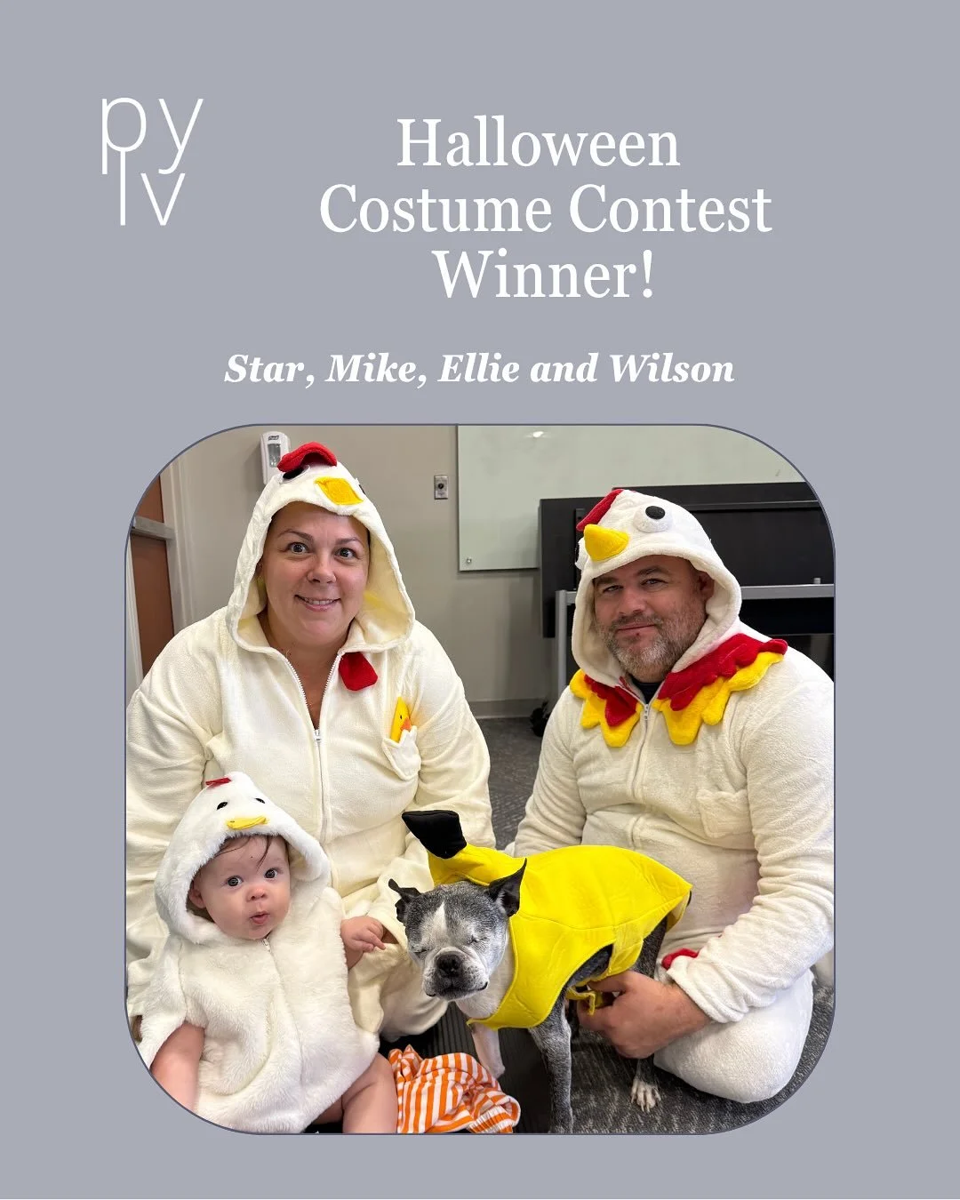 🎉 PYLV Costume Contest Highlights! 🎉

What a competitive and fun contest this year! 👏 We loved seeing all the creativity and effort that went into each costume.

🥇 Winners: Star, Mike, Ellie, and Wilson
🥈 Runner-up: Baby Pumpkin &ndash; Artemis
