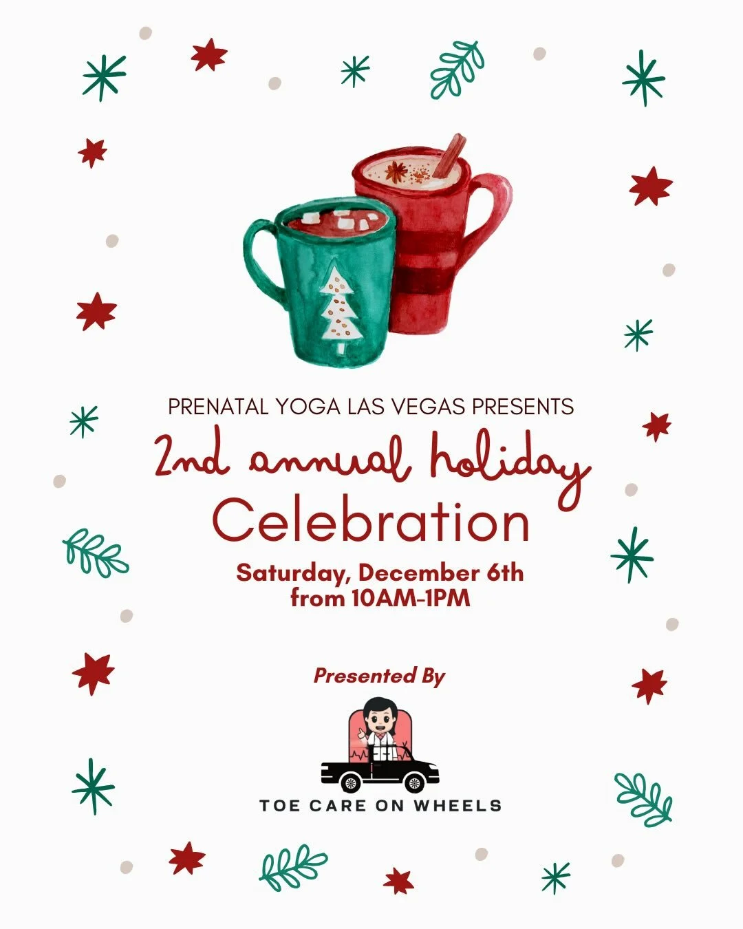 🎉✨ We&rsquo;re SO excited for the Second Annual Holiday Celebration presented by Toe Care On Wheels! ✨🎉

We&rsquo;ve got an amazing lineup for the whole family:
🎅🤶 Santa &amp; Mrs. Claus @santaandmrsclauslv 
🧘&zwj;♀️👨&zwj;👩&zwj;👧 Family Yoga 
