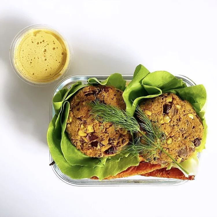 Good Clean Veggie Burger with Root Veggie Fries + Chipotle Ranch dressing