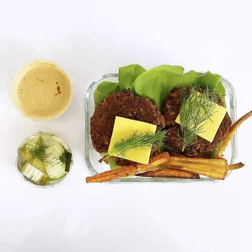 BBQ Veggie Burger with Root Vegetable Fries