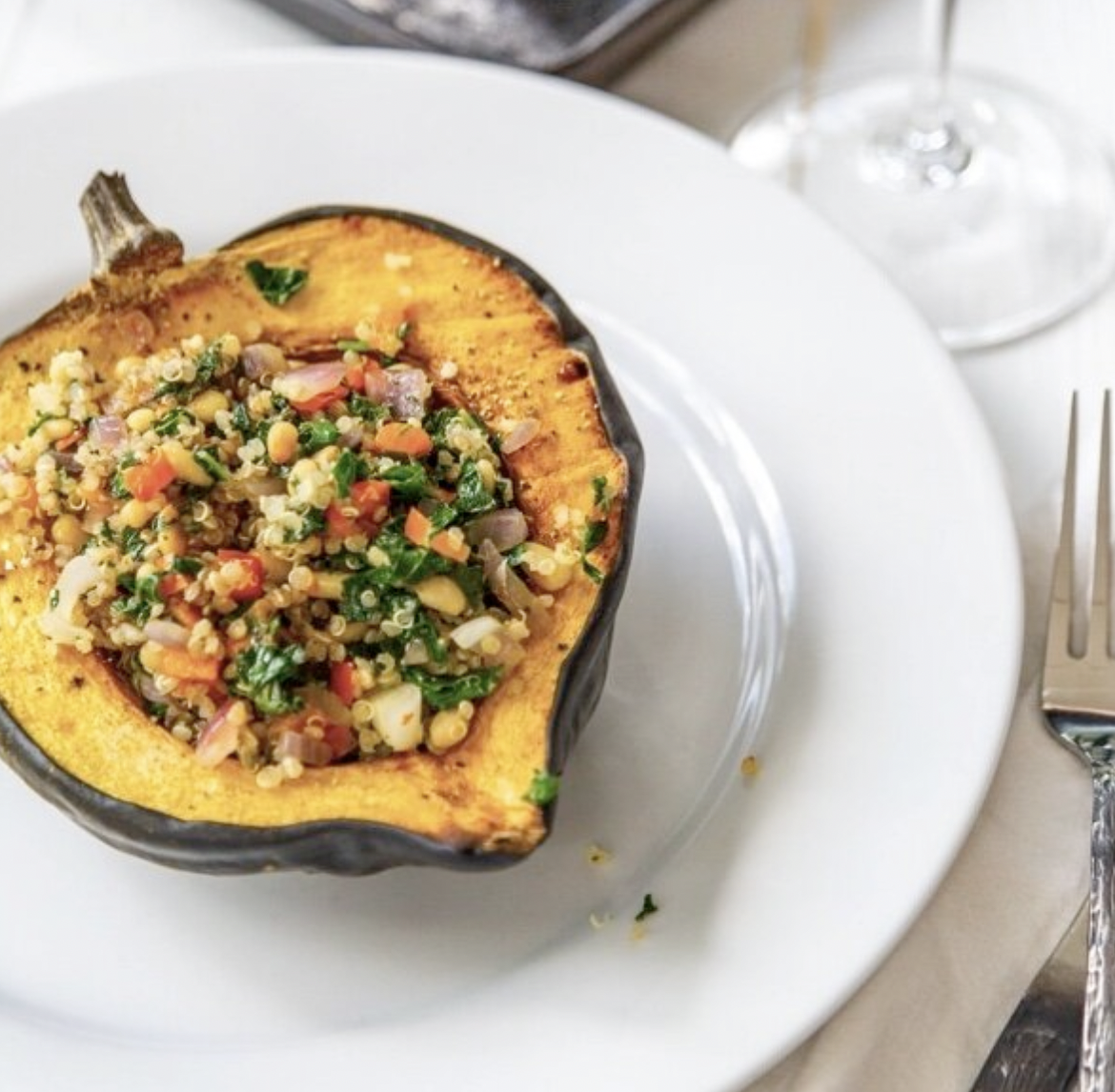 Stuffed Acorn Squash With Pine Nut Parmesan