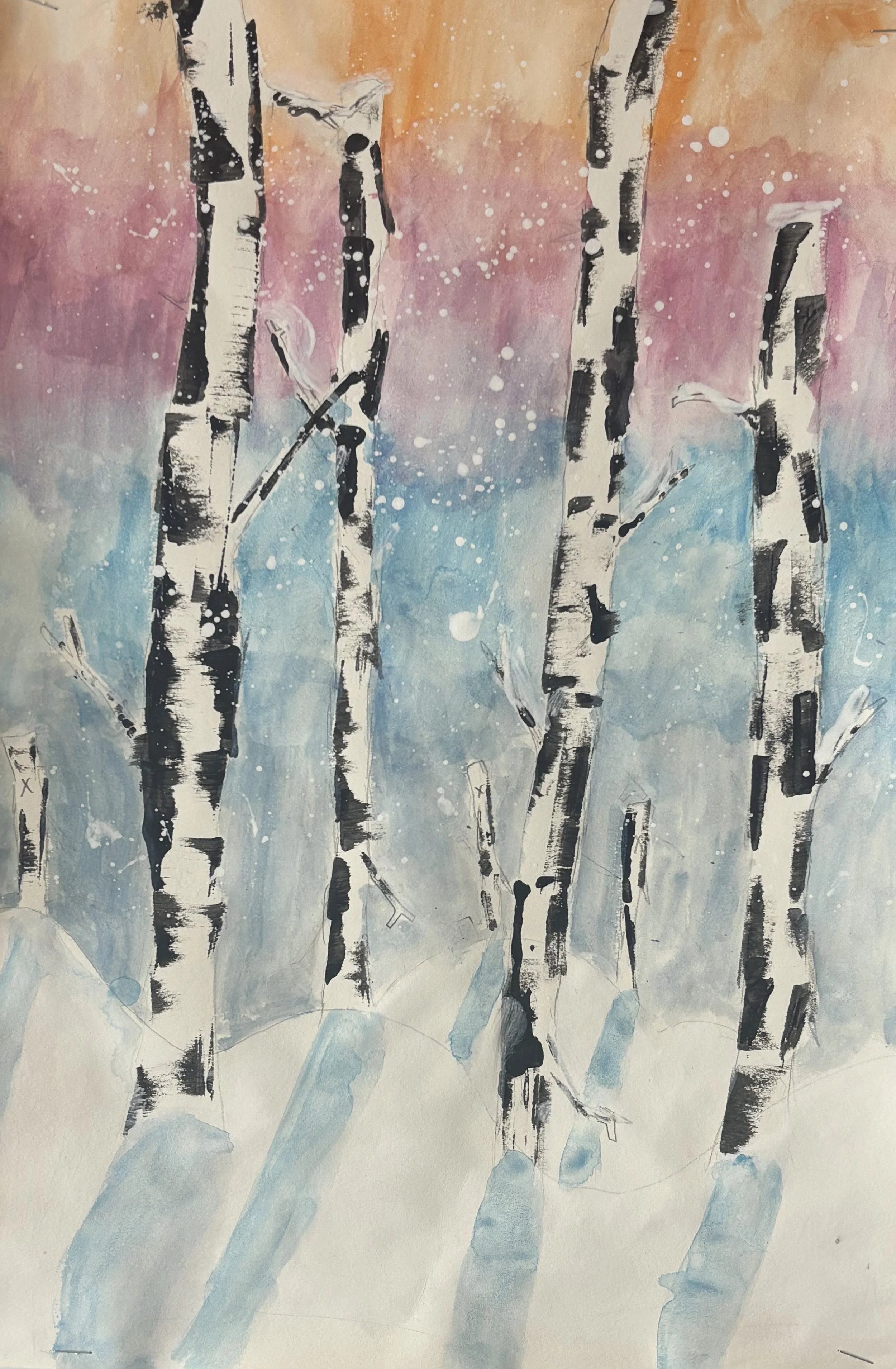 By Clara Lau: Mixed Media, response to light and media. 2025