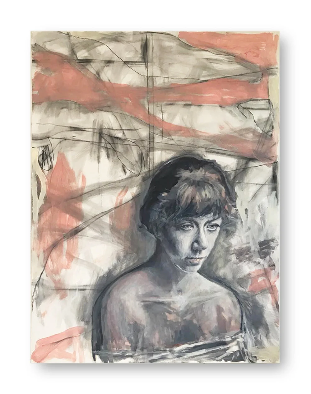   Remembering  Oil, charcoal and wax on canvas. 30 x 40 in. 