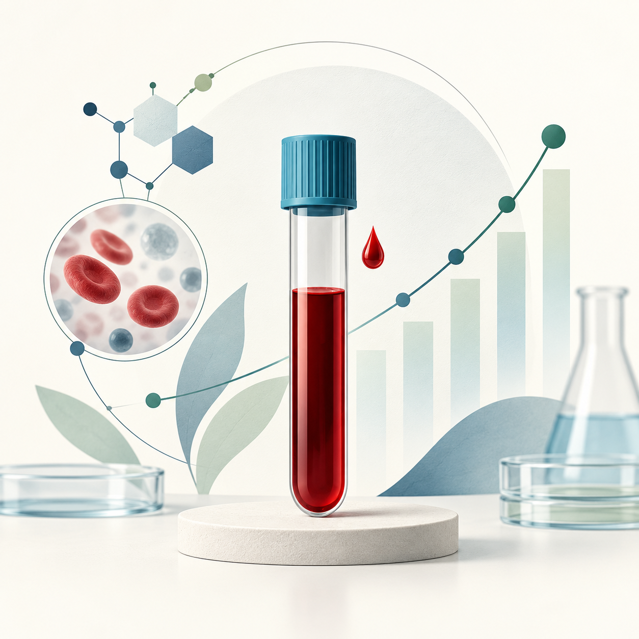 Conceptual illustration: AI-guided targeting of blood tests