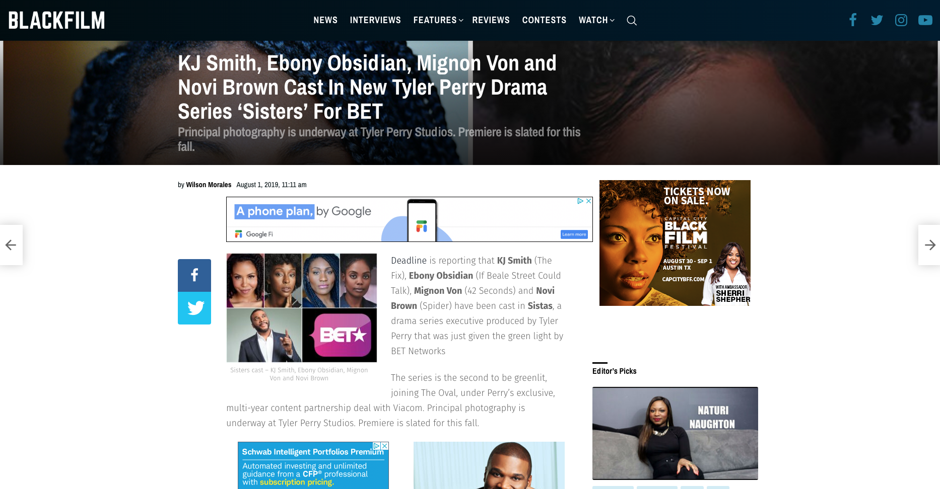 Novi Brown To Star In Tyler Perry's SISTAS on BET 