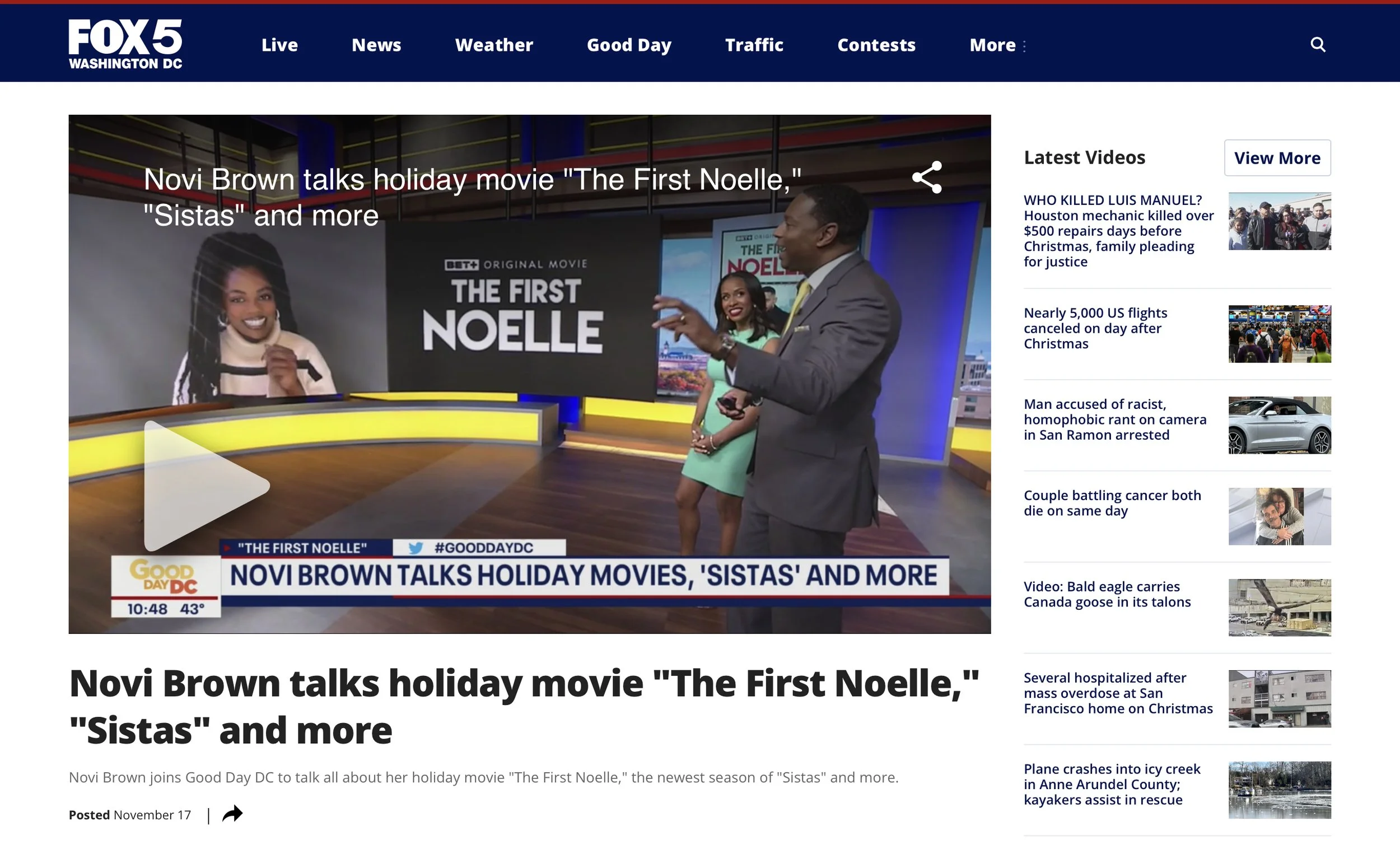 Novi on Good Day DC Discussing ‘The First Noelle’