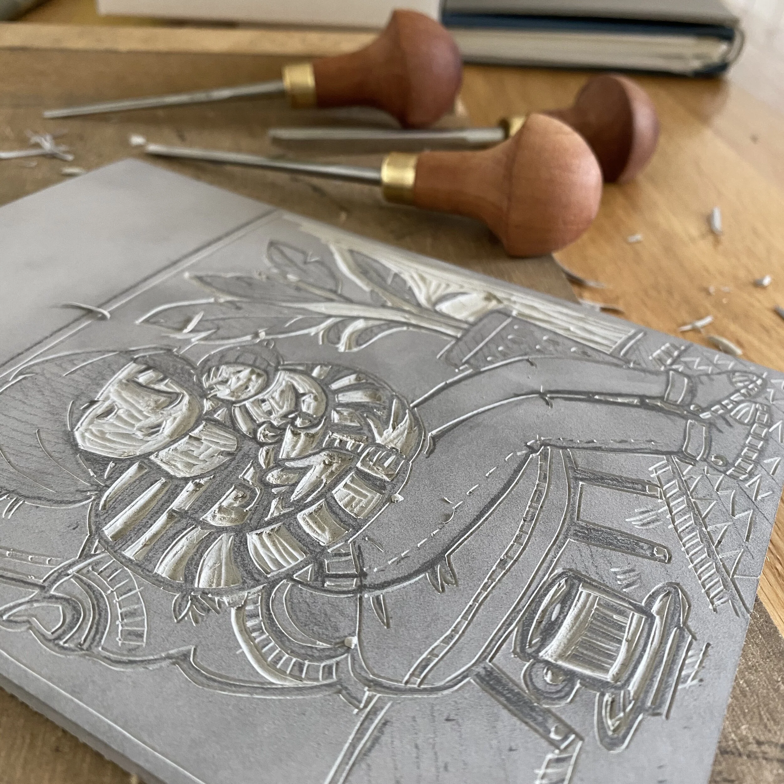 ‘Quiet Moment’ Mother and Baby Lino Cut Print