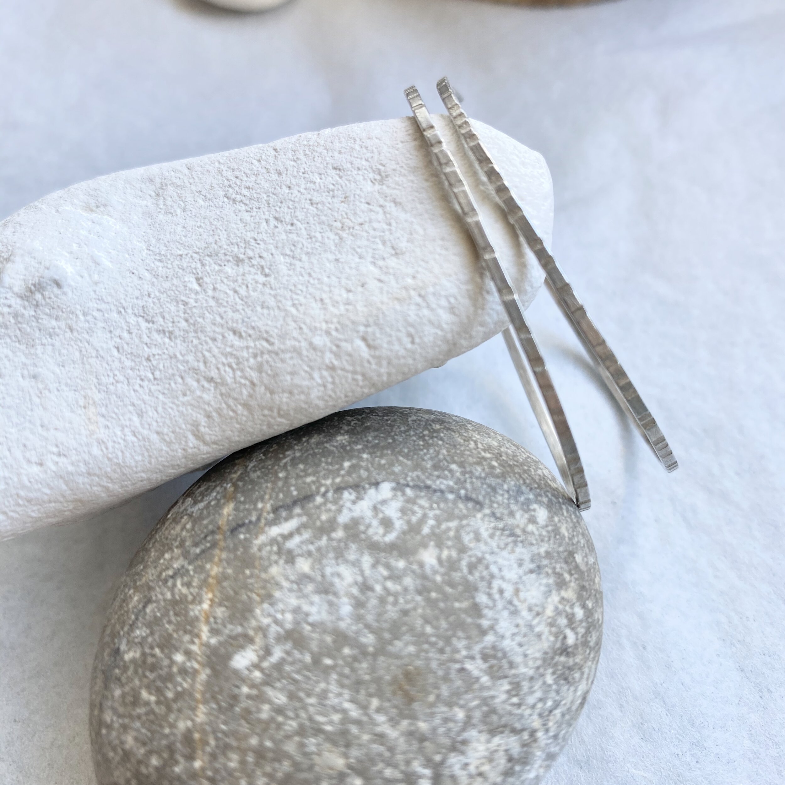 Stamped Textured Elongated Hoops