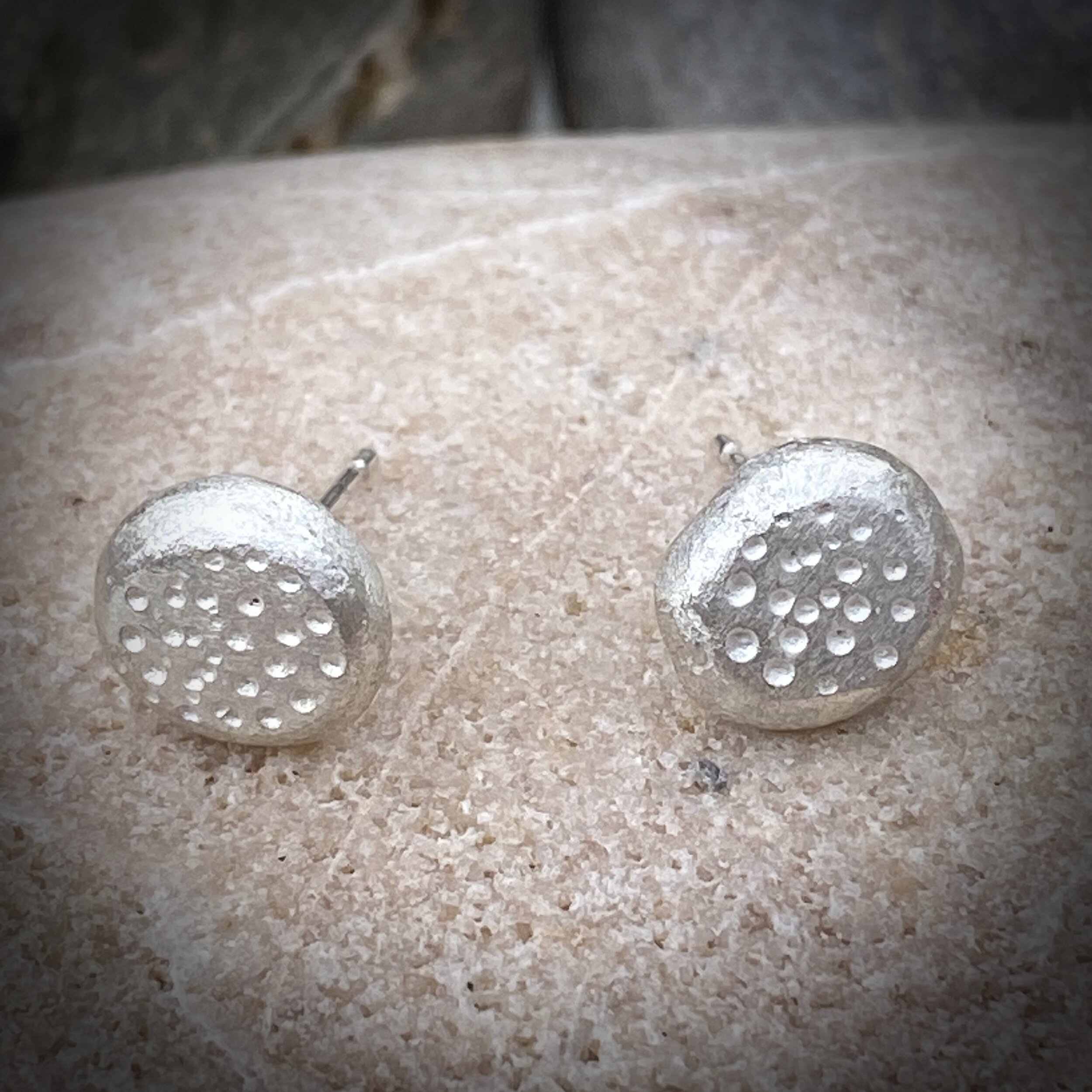 Chunky Silver Dotty Nugget Studs- Large